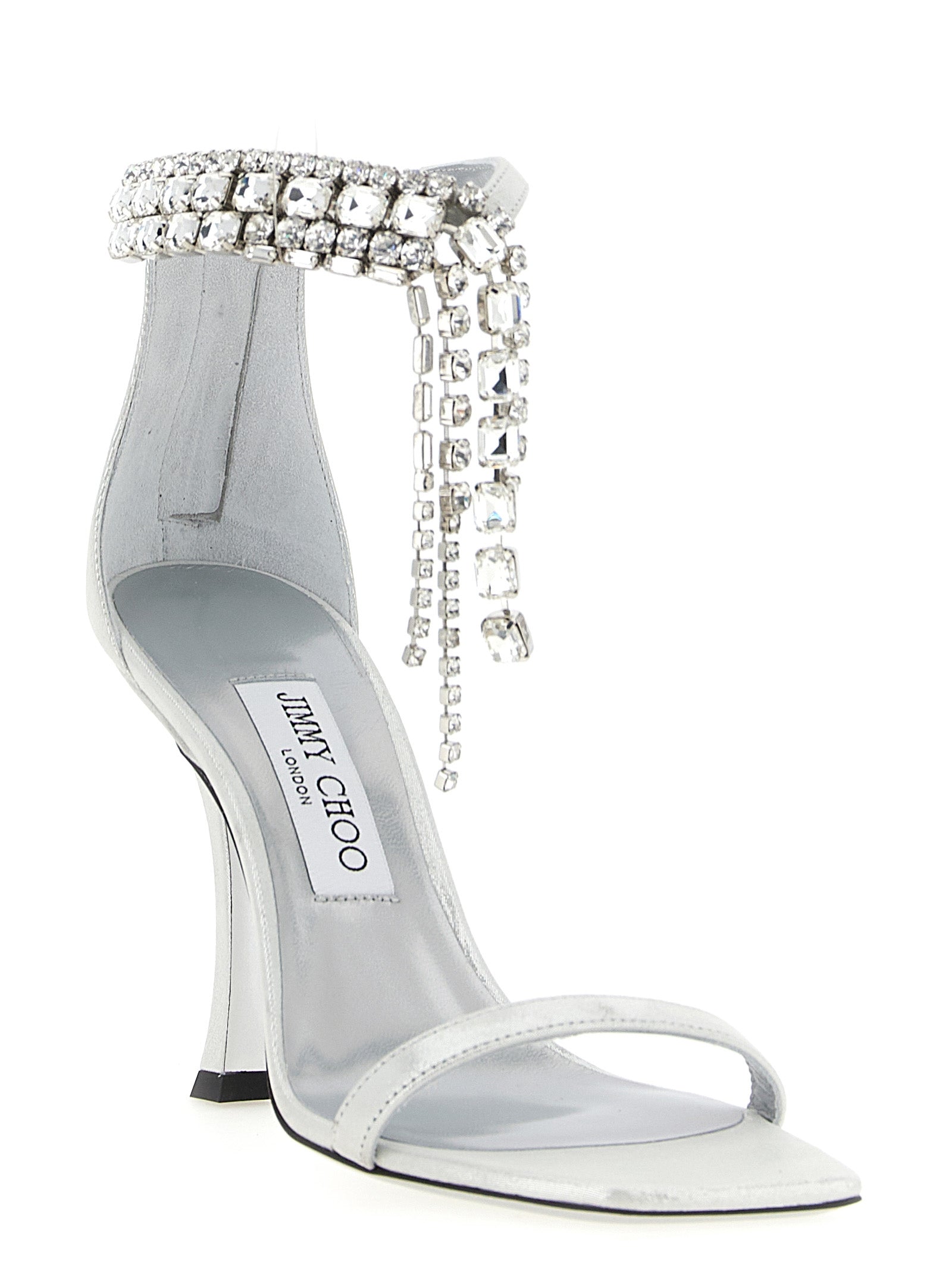 Jimmy Choo Silver Leather Stiletto Heel Sandals