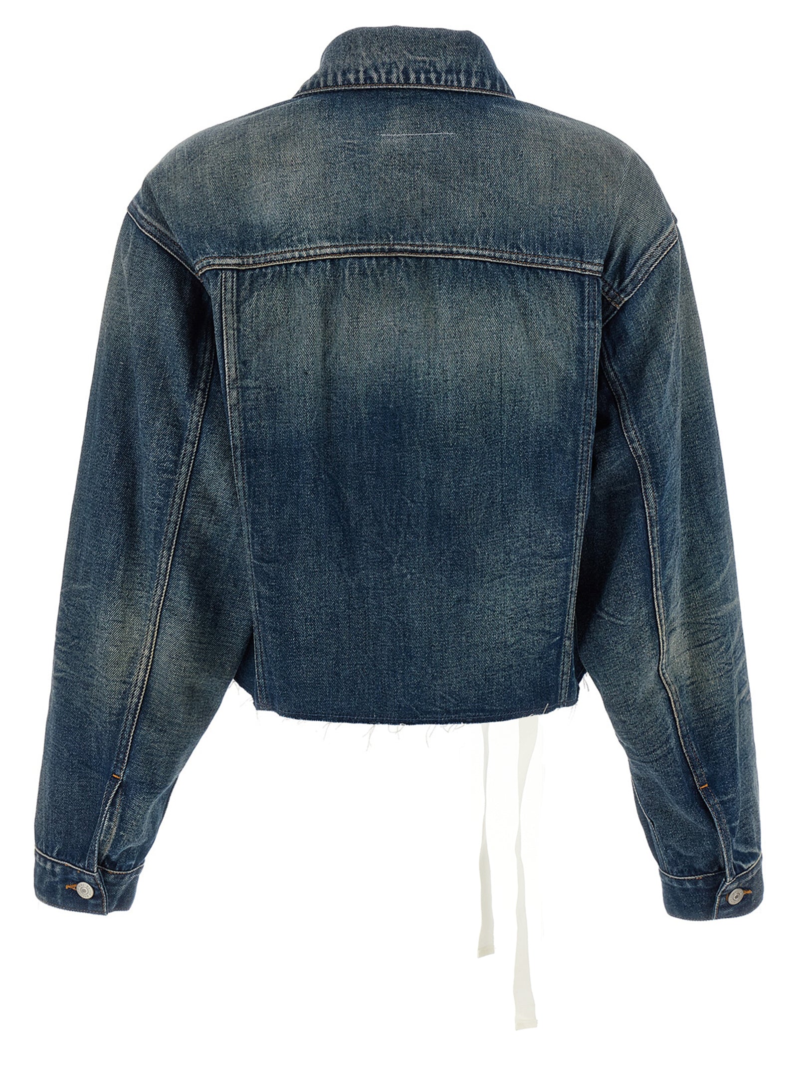 Elevate your style with the MM6 Maison Margiela Blue Cotton Denim Jacket, a masterpiece of avant-garde design, crafted in Italy for timeless sophistication.