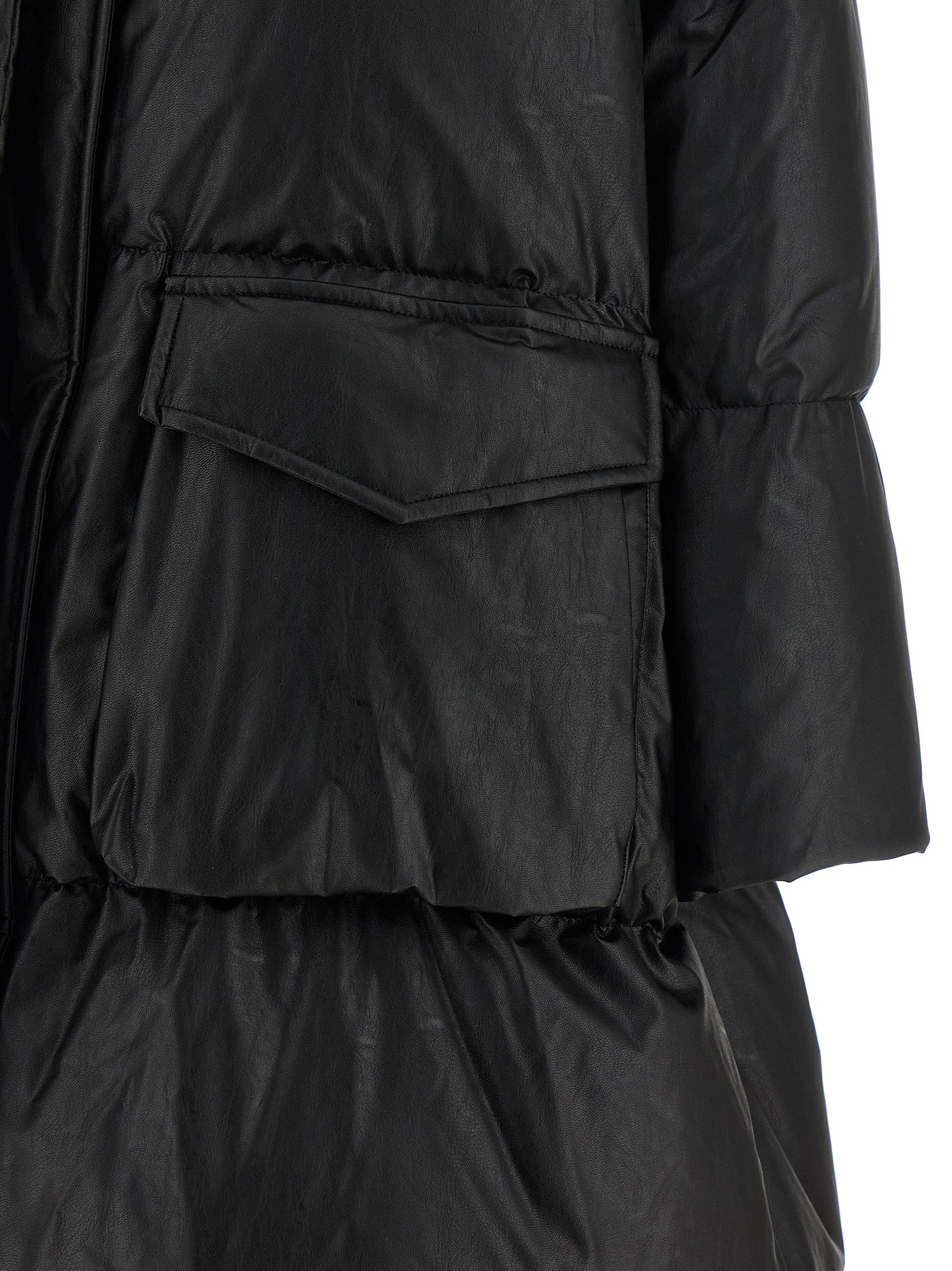 Experience the exquisite MM6 Maison Margiela Black Viscose Coat, a luxurious blend of quilted elegance and goose down warmth, perfect for the discerning individual.