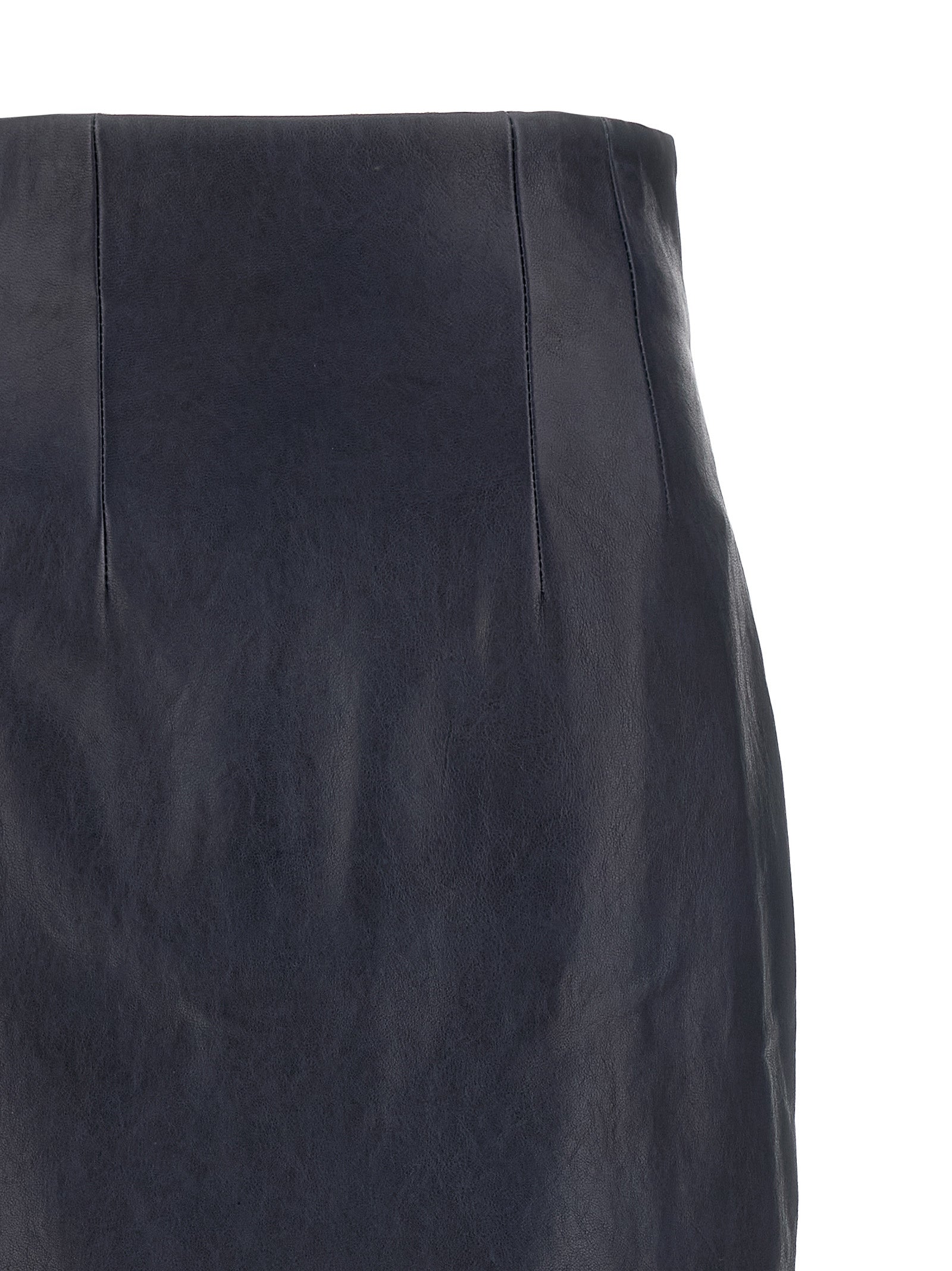 Indulge in the KHAITE Loxley leather midi skirt, a masterpiece of artisanal luxury crafted from exquisite lamb leather, designed to elevate your style with timeless elegance.