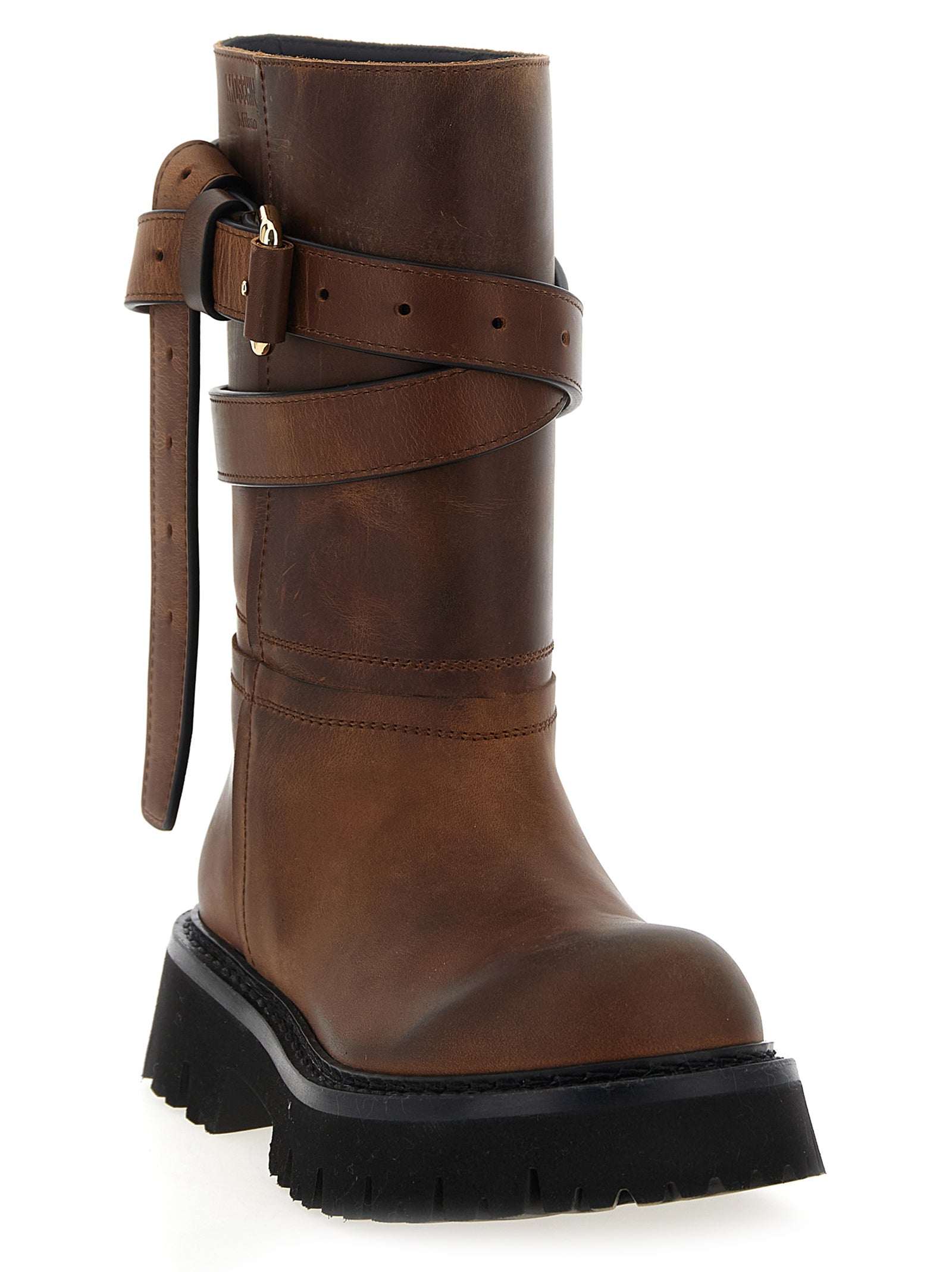 Experience the allure of Moschino's Brown Velvet Leather Over The Knee boots, where exquisite craftsmanship meets modern elegance for the discerning trendsetter.