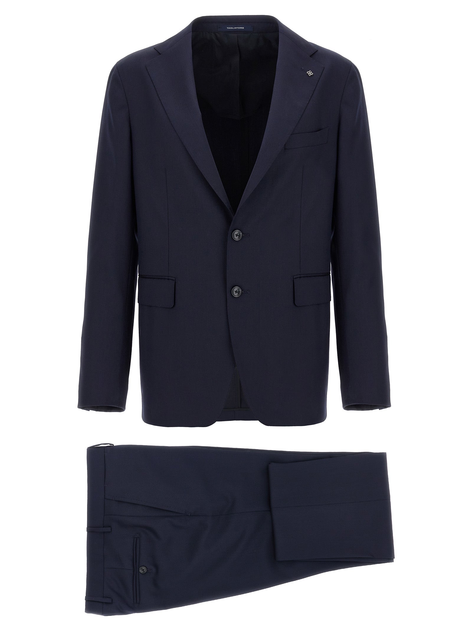 Indulge in the TAGLIATORE Blue Virgin Wool Two-Piece Suit, a masterpiece of Italian craftsmanship that embodies sophistication and timeless elegance for the discerning individual.