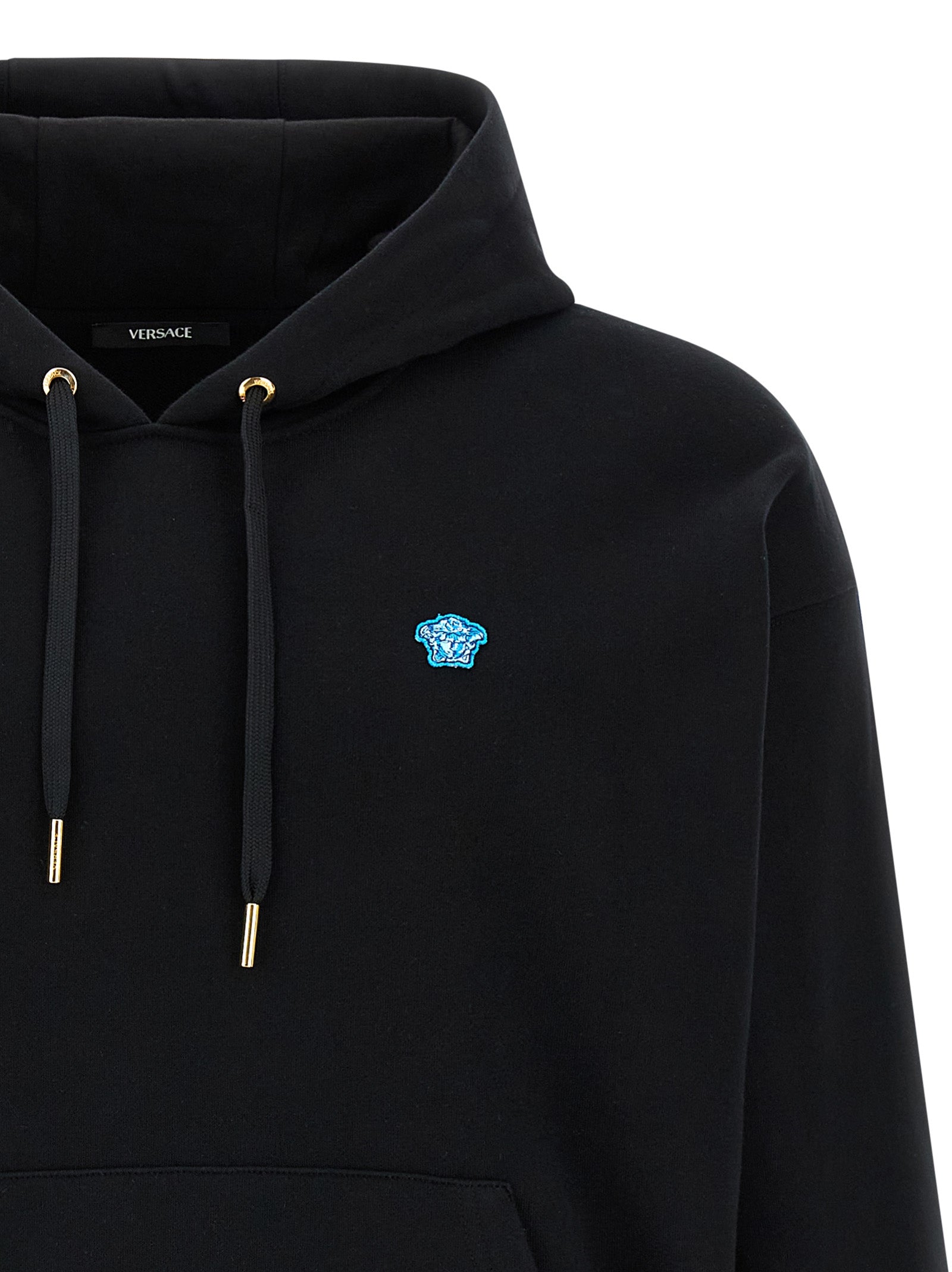 Indulge in the Versace Black Cotton Sweatshirt, where luxurious craftsmanship meets iconic style, perfect for those who appreciate refined elegance and versatility.