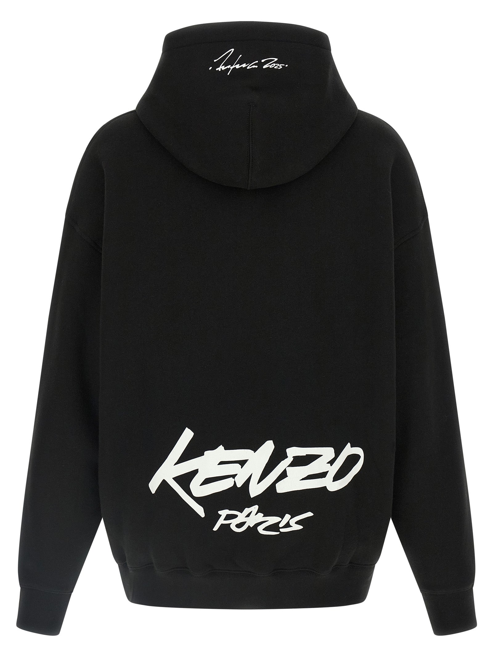 Indulge in the Kenzo Black Cotton Hoodie, a masterpiece of luxurious streetwear, where bold artistry meets exquisite craftsmanship for the discerning individual.