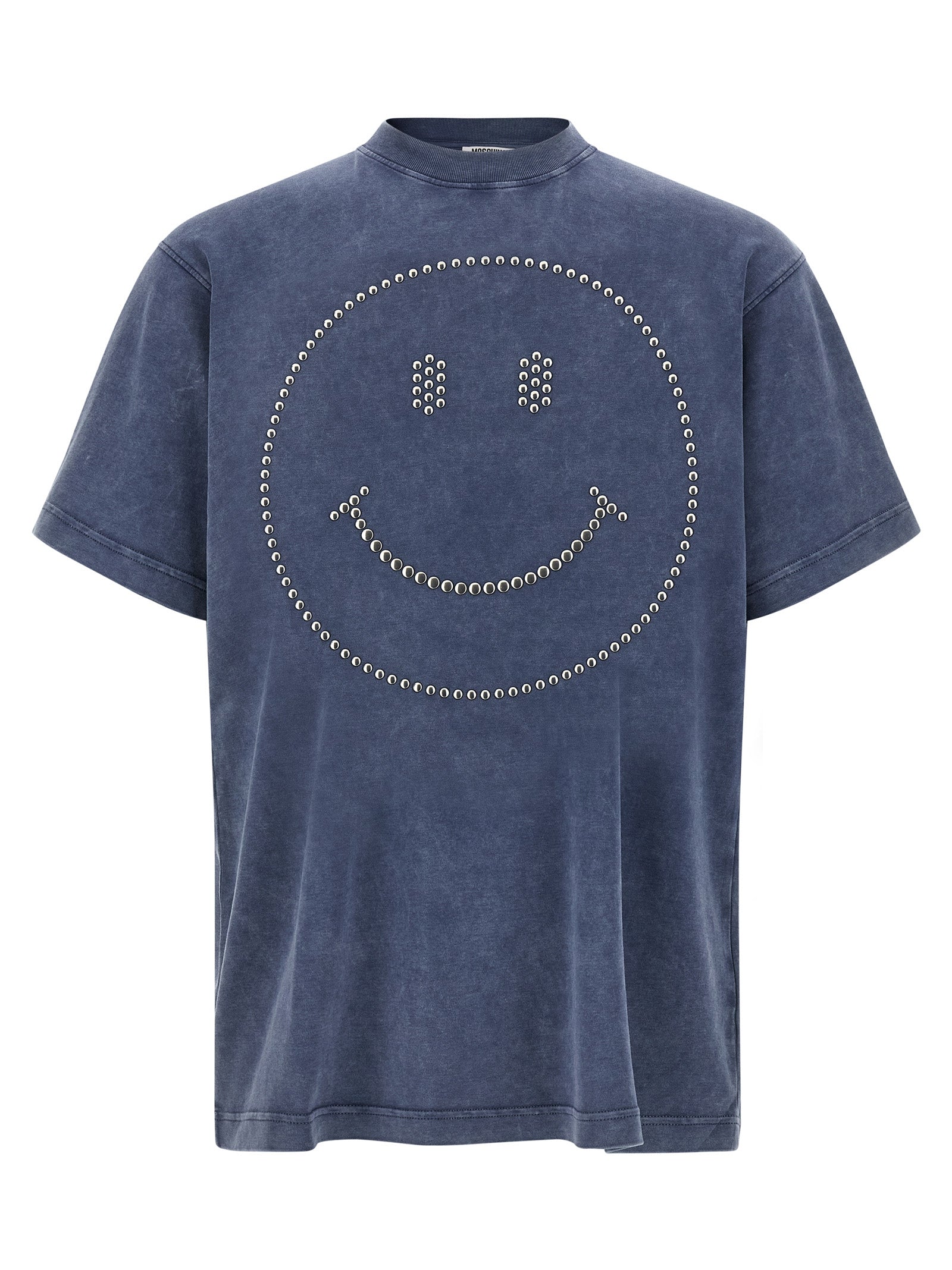 Elevate your wardrobe with the Moschino Blue Cotton T-Shirt, a luxurious statement piece crafted from 100% heavy cotton, embodying bold elegance and sophisticated artistry.