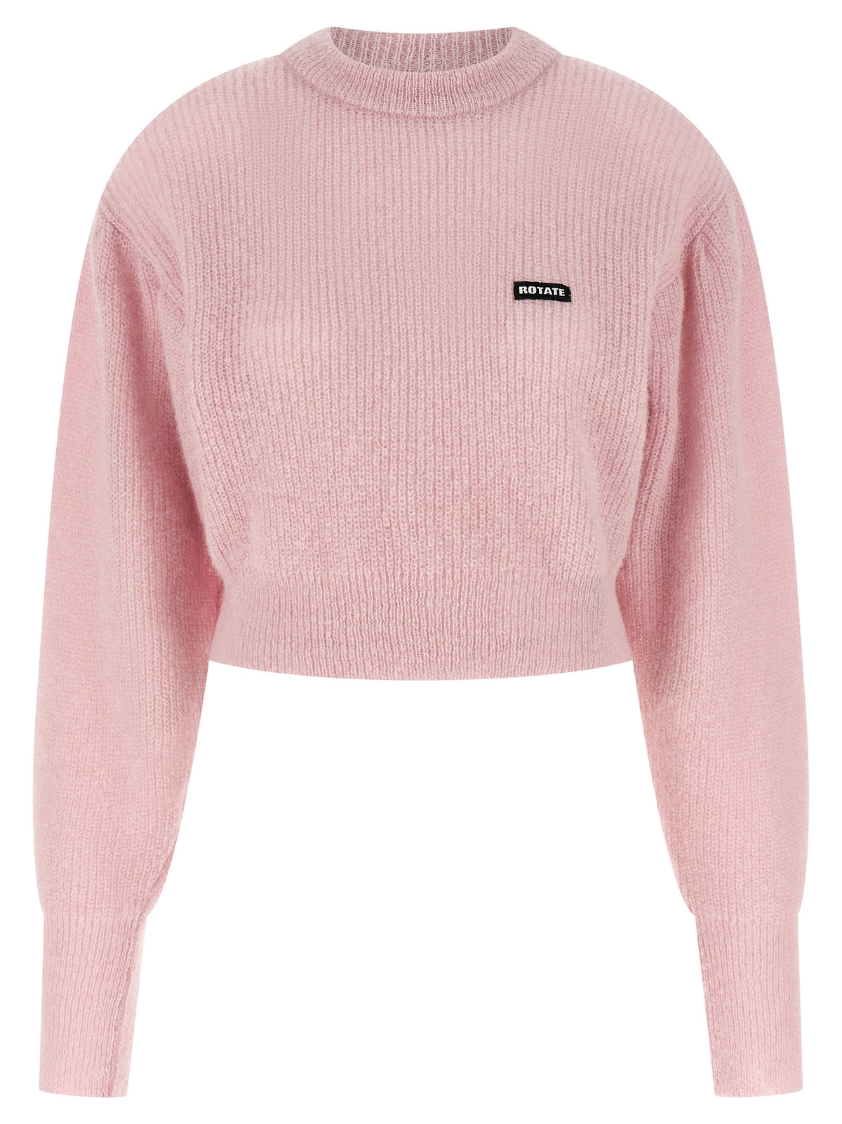 ROTATE BIRGER CHRISTENSEN Knit Puff Cropped Sweater in Pink