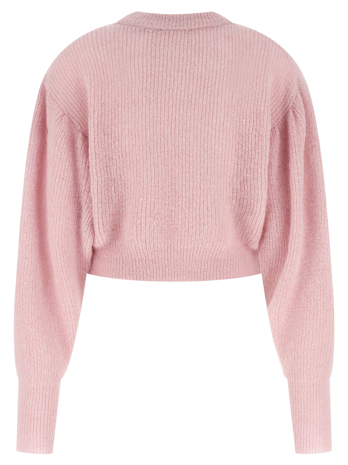 ROTATE BIRGER CHRISTENSEN Knit Puff Cropped Sweater in Pink