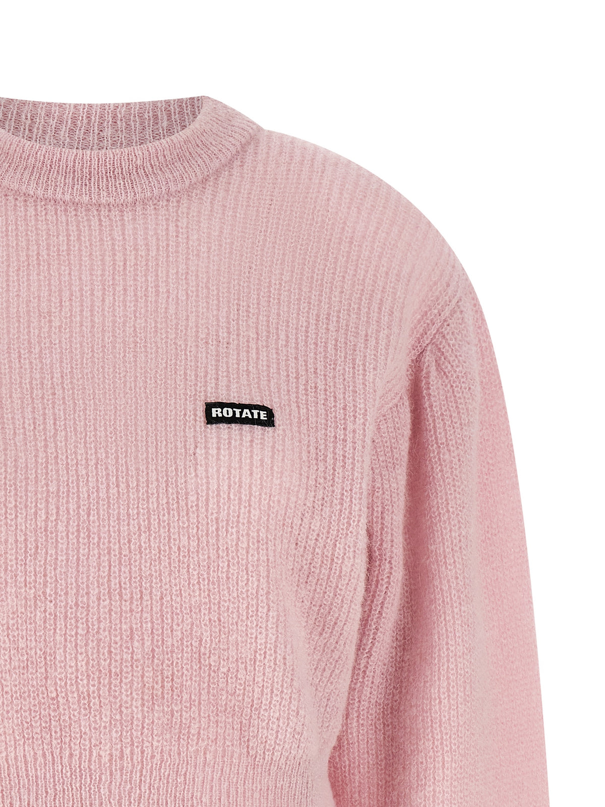 ROTATE BIRGER CHRISTENSEN Knit Puff Cropped Sweater in Pink