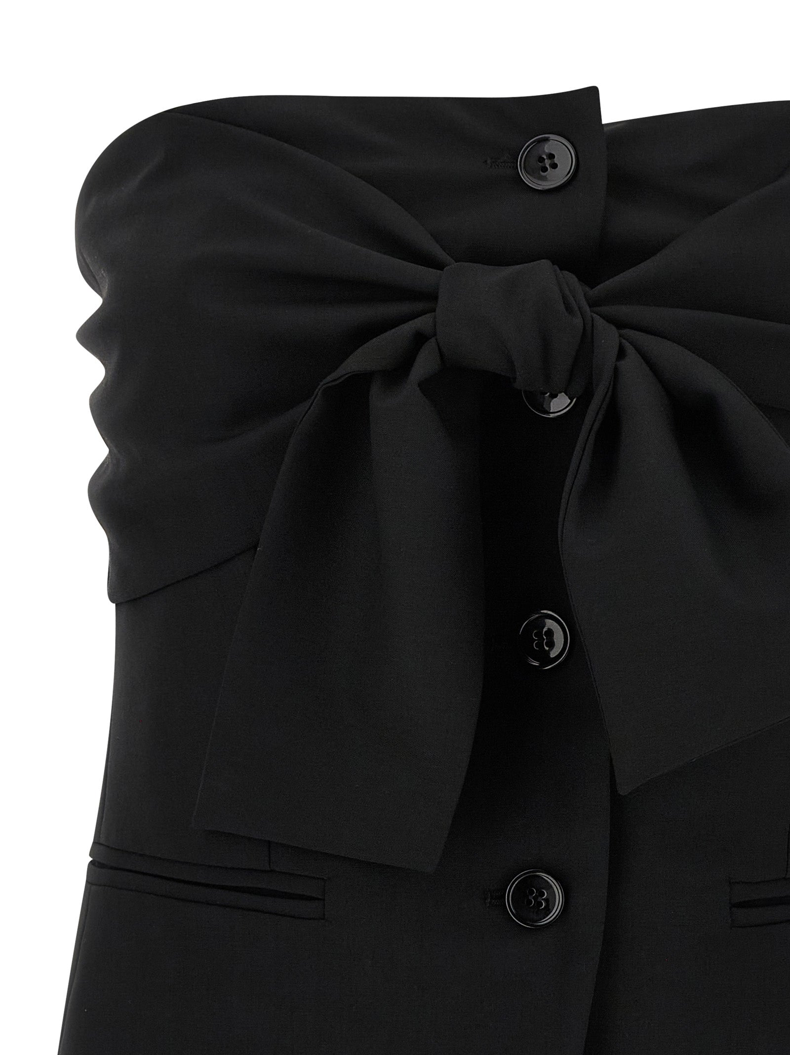 Elevate your elegance with Max Mara's Black Virgin Wool Off-Shoulder Couture Top, a masterpiece of Italian craftsmanship that embodies timeless sophistication and allure.