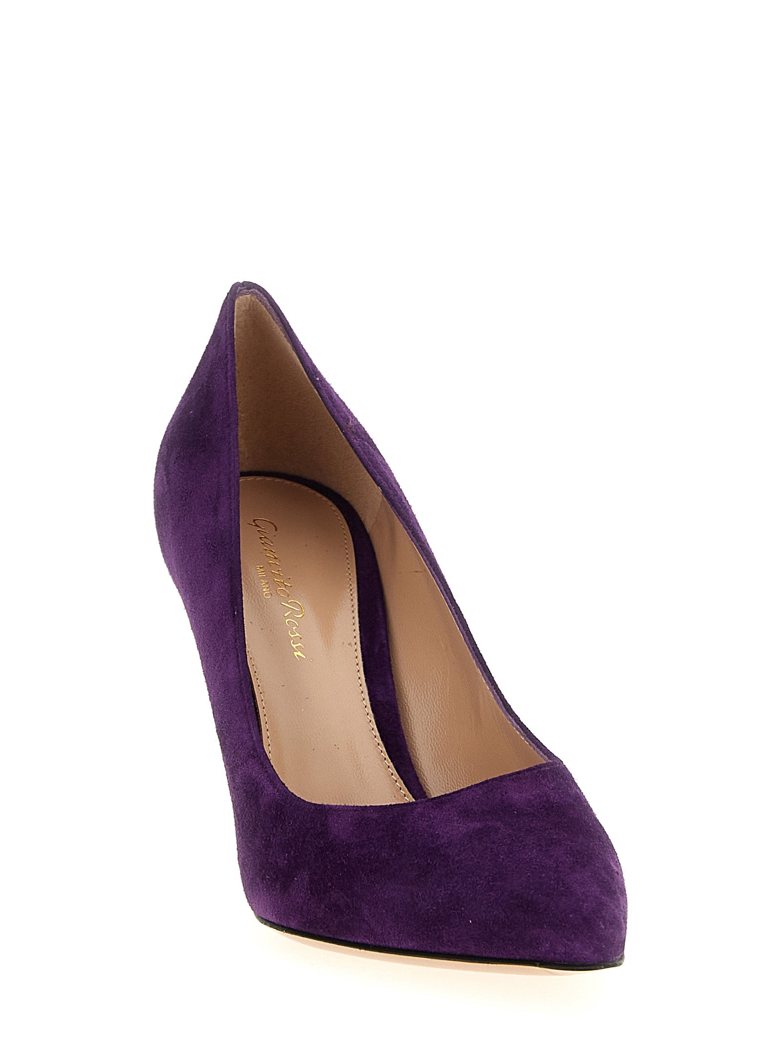 Experience the allure of Gianvito Rossi's Purple Suede Leather High Heel Pumps, where exquisite Italian craftsmanship meets bold sophistication for unforgettable elegance.
