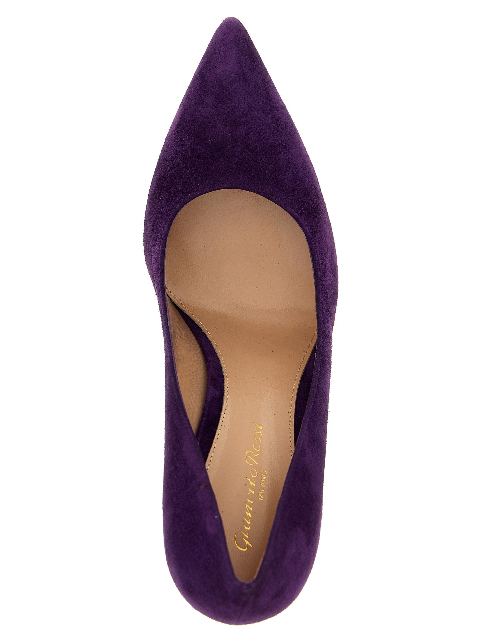 Elevate your style with Gianvito Rossi's Purple Suede Leather High Heel Pumps, a masterpiece of Italian craftsmanship that embodies bold sophistication and timeless elegance.