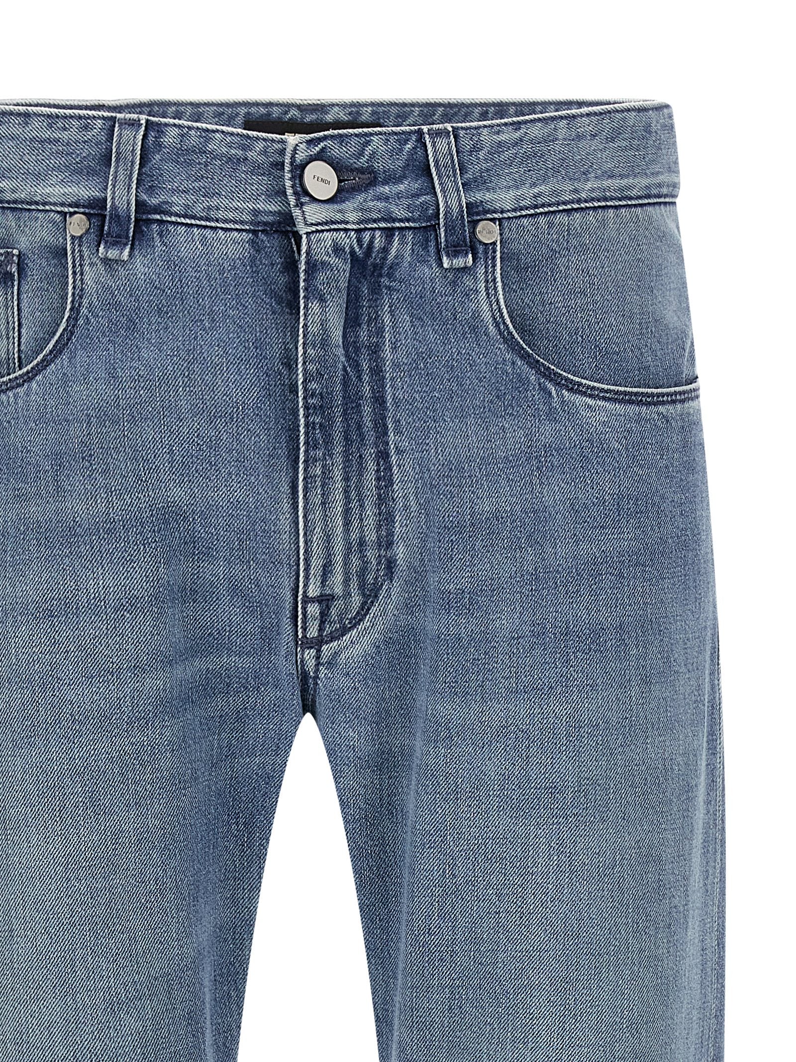 Elevate your style with Fendi's light blue cotton straight-leg jeans, where Italian craftsmanship meets timeless elegance, perfect for any refined occasion.