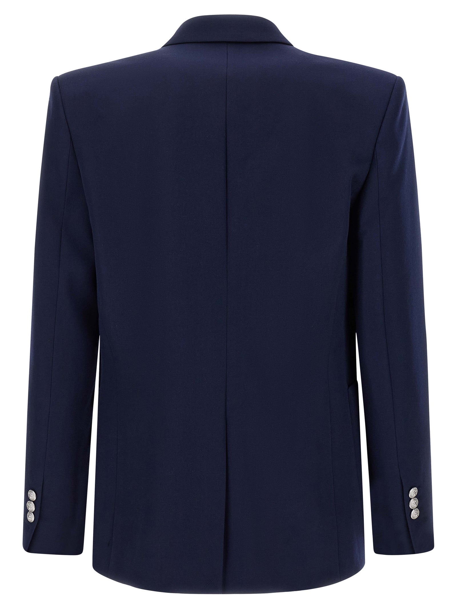 Elevate your wardrobe with the Balmain Blue Virgin Wool Blazer, a masterpiece of exquisite craftsmanship and bold elegance, perfect for the discerning individual.