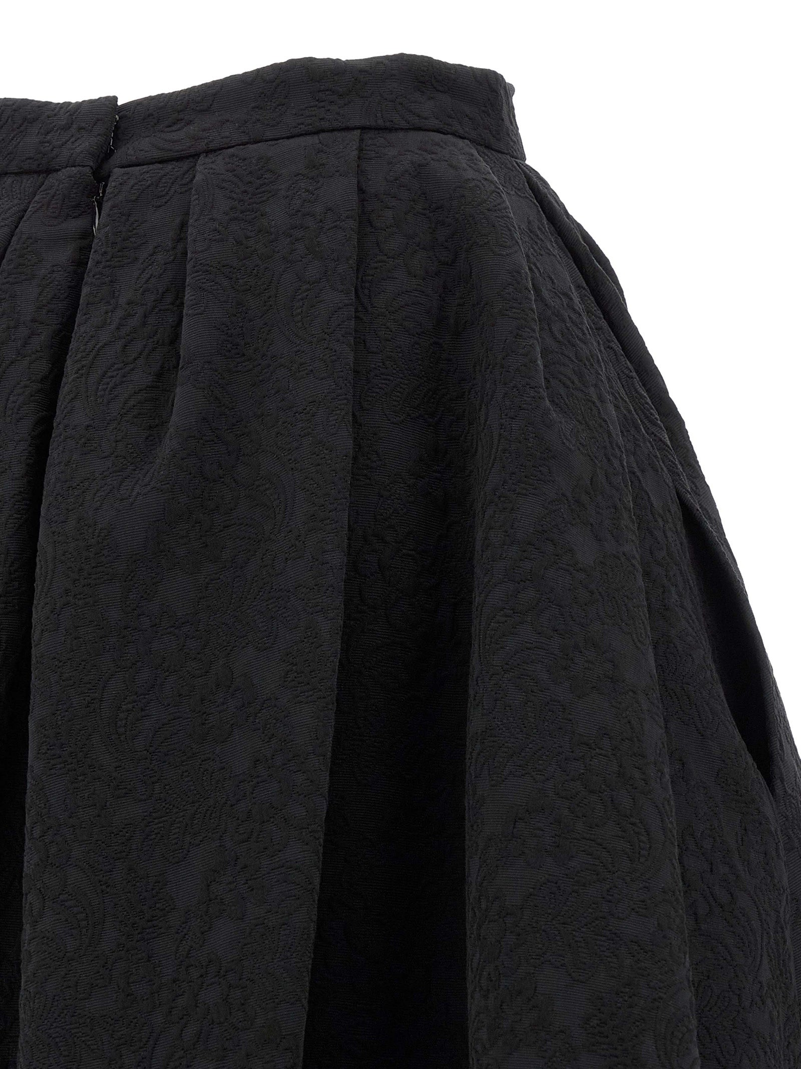 Carolina Herrera Black Cotton Midi Skirt | Designer Couture Elegance