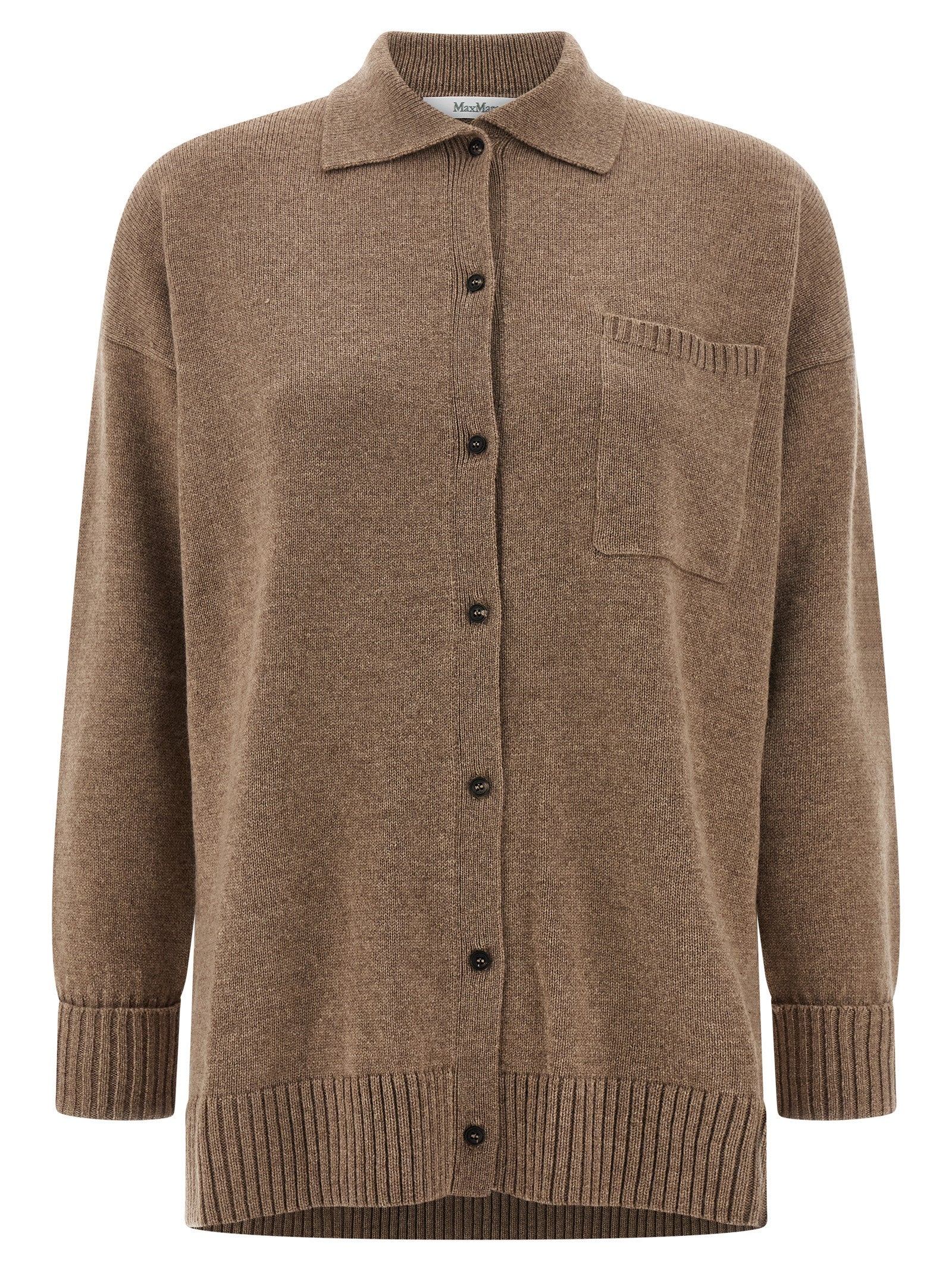 Indulge in the Max Mara Brown Cashmere Cardigan, a luxurious blend of 100% cashmere, offering timeless elegance and exquisite craftsmanship for the discerning individual.