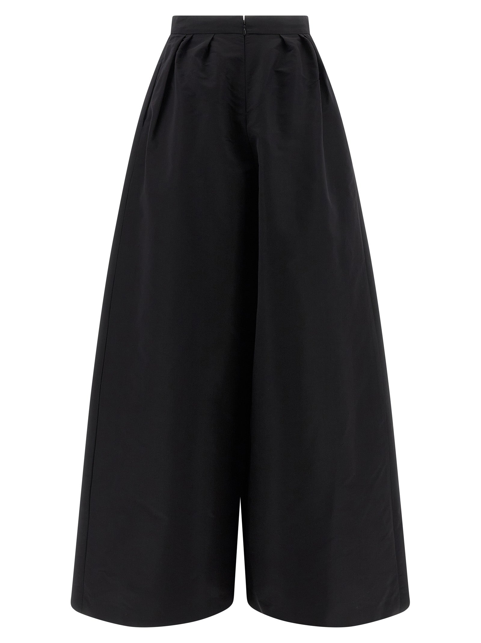 Carolina Herrera Black Silk Casual Pants, Designer Couture Elegance
