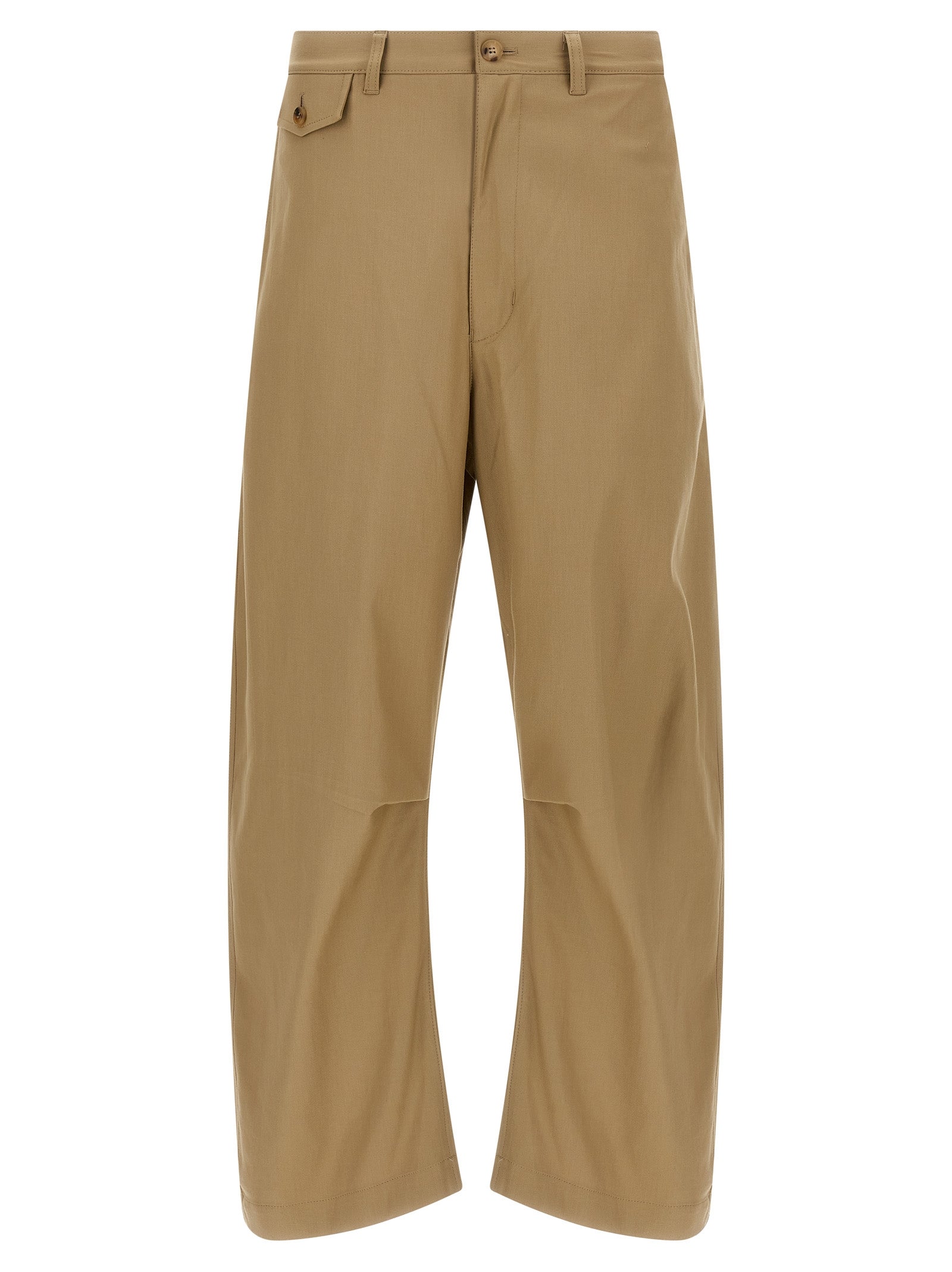 Comme Des Garçons Beige Cotton Casual Pants, Artisanal Luxury Trousers