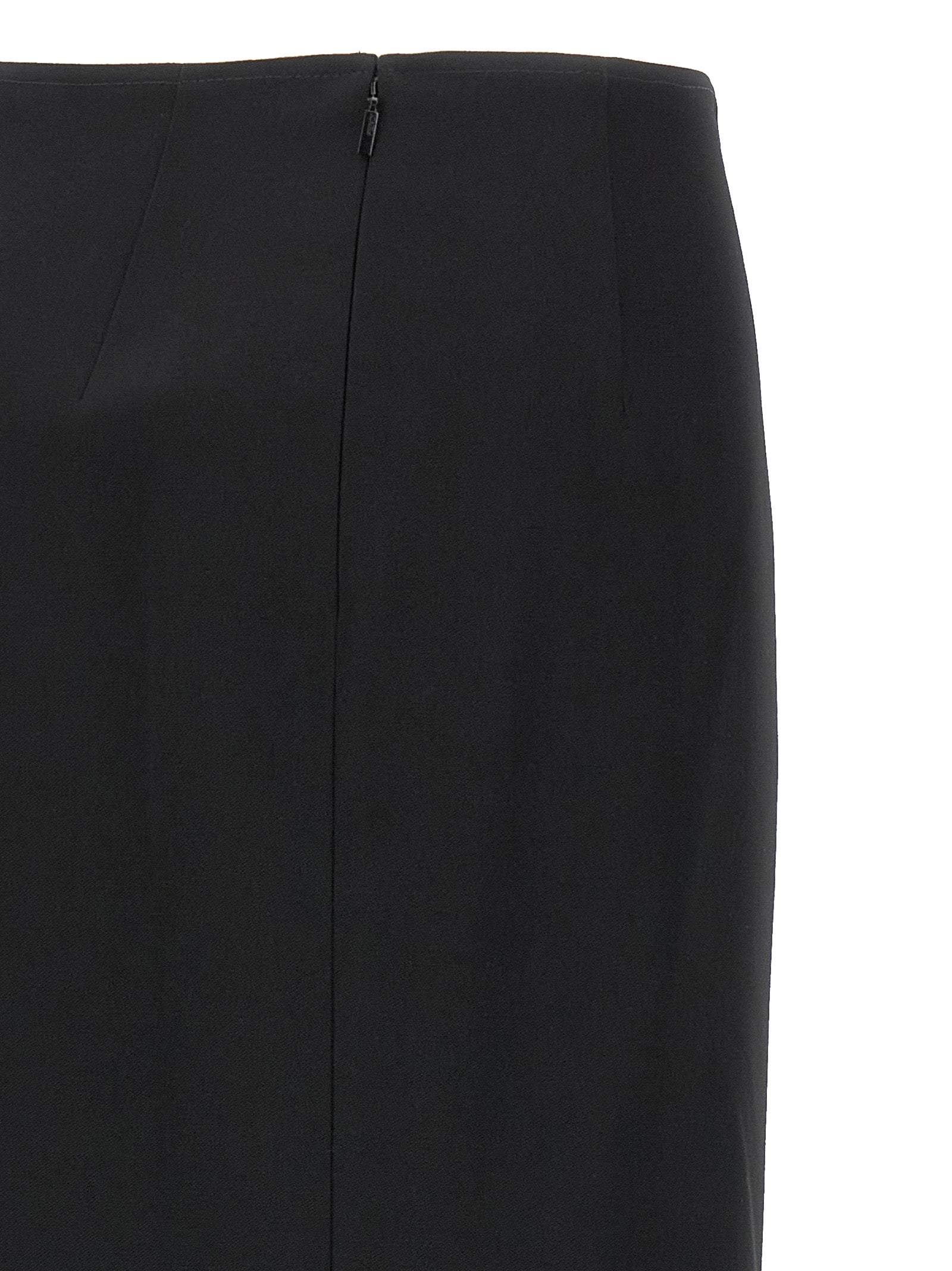 Elevate your elegance with the Fendi Black Virgin Wool Midi Skirt, a masterpiece of Italian craftsmanship that embodies sophistication and timeless allure.