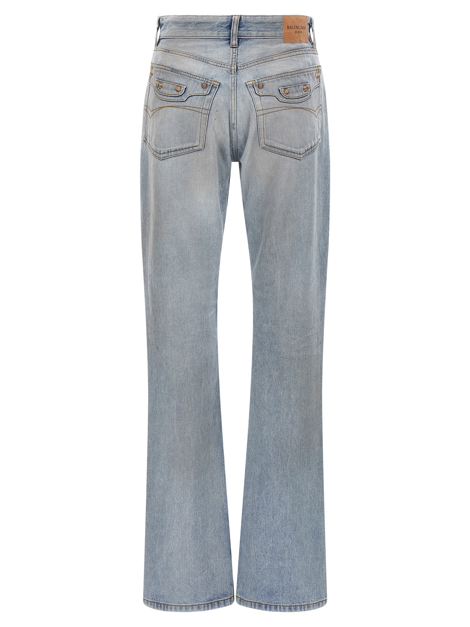 Balenciaga Blue Cotton Straight-Leg Jeans, Designer Luxury Denim