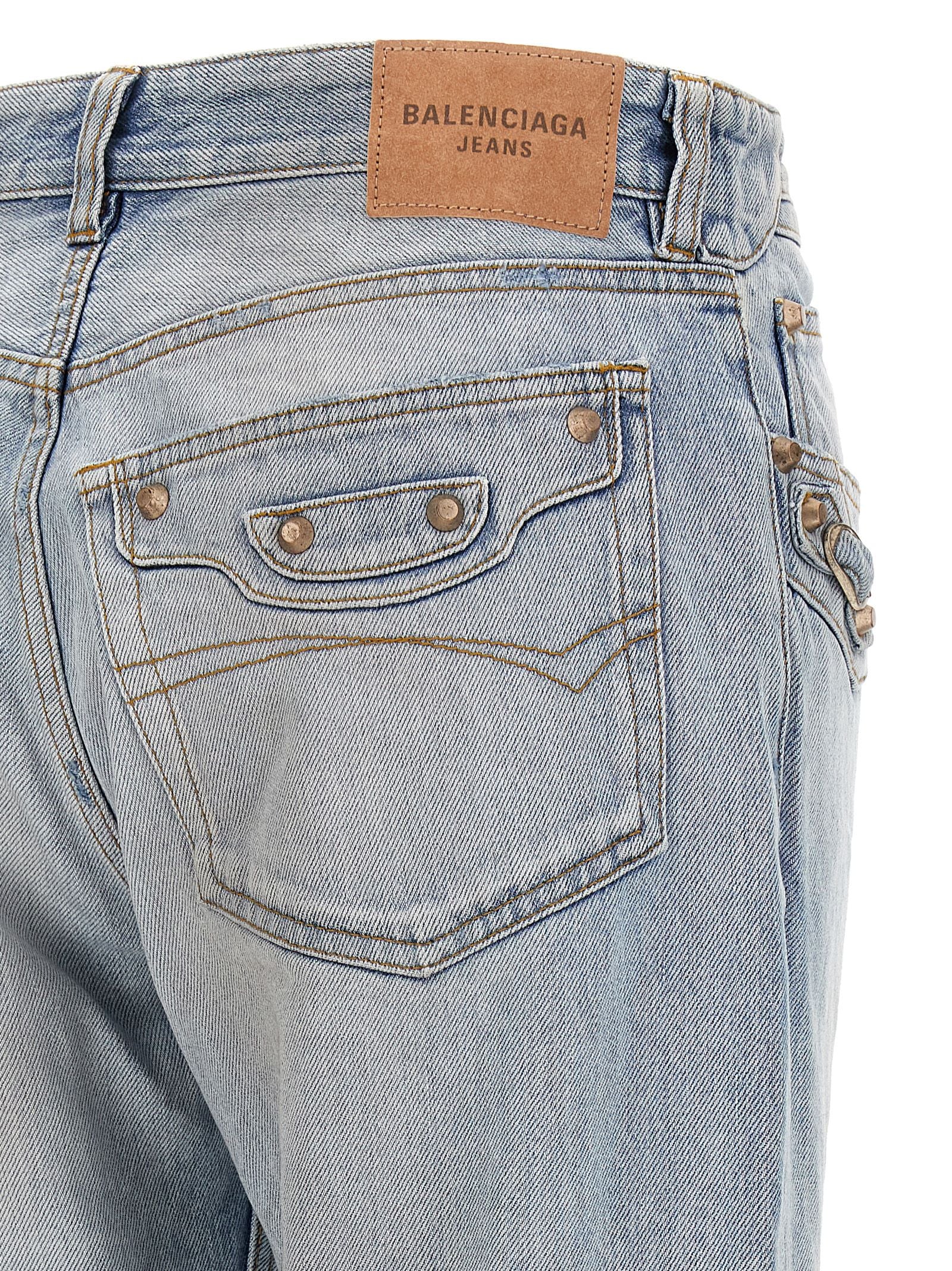 Balenciaga Blue Cotton Straight-Leg Jeans, Designer Luxury Denim