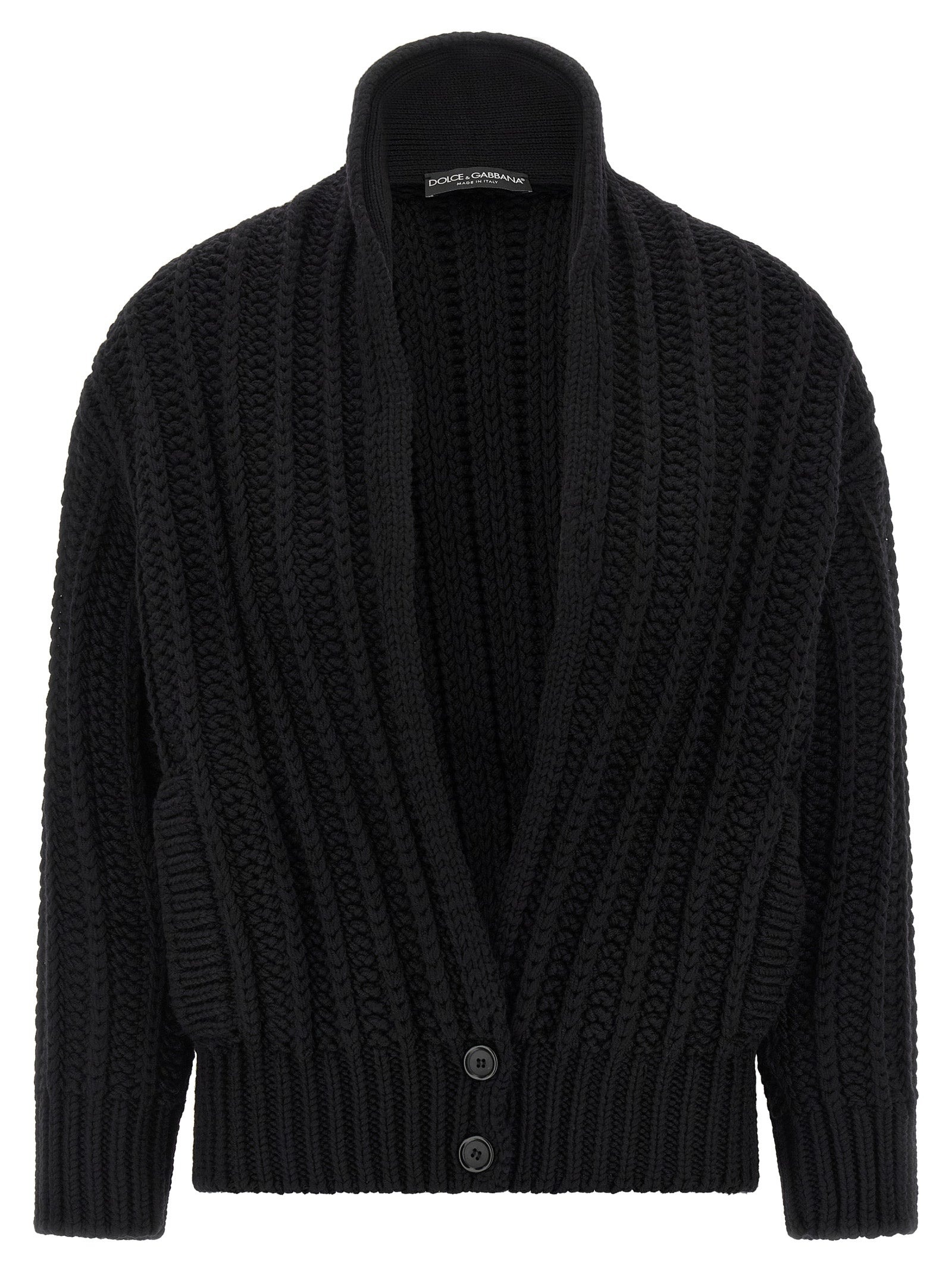 Dolce & Gabbana Black Virgin Wool Cardigan - Luxury Essentials