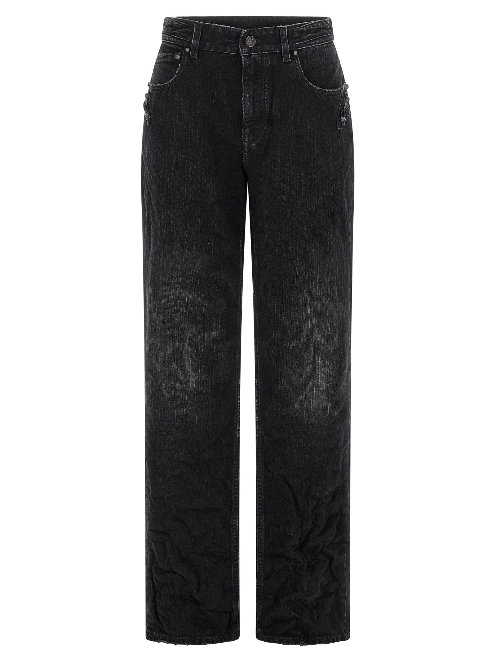Balenciaga Black Cotton Straight-Leg Jeans, Designer Couture