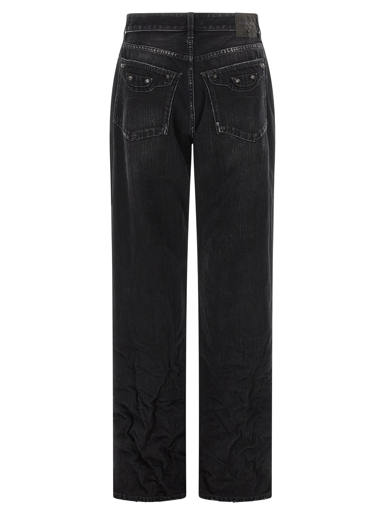 Balenciaga Black Cotton Straight-Leg Jeans, Designer Luxury Couture