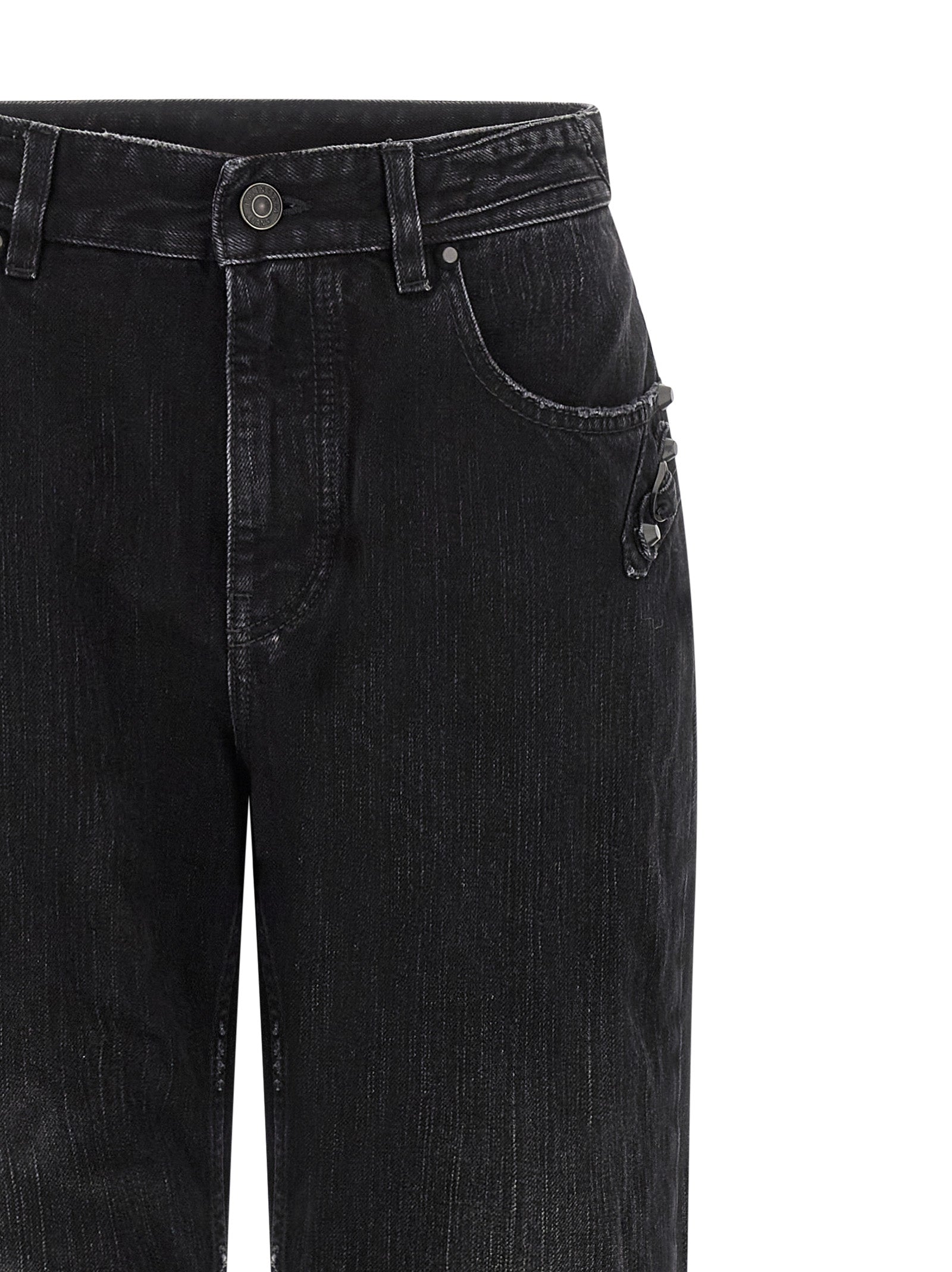 Balenciaga Black Cotton Straight-Leg Jeans, Designer Luxury Couture