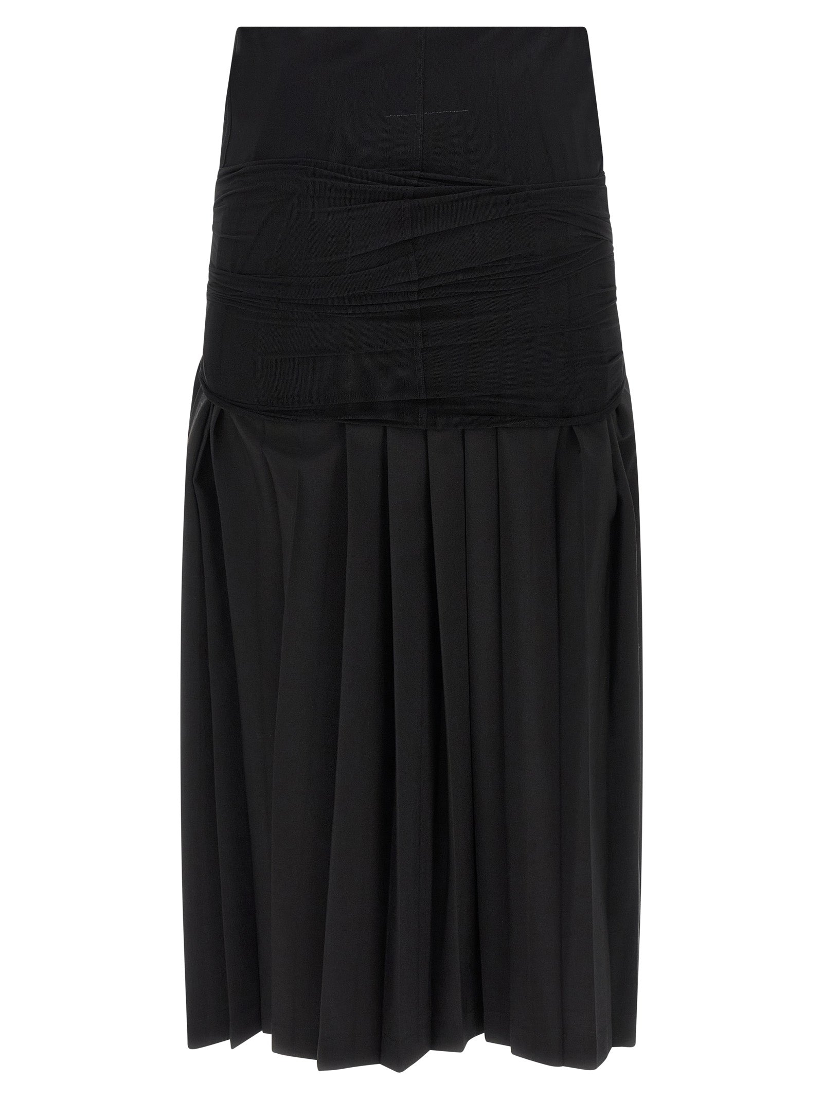 Elevate your style with the MM6 Maison Margiela Black Polyester Midi Skirt, a luxurious blend of sophistication and edgy design, crafted in Italy for timeless elegance.