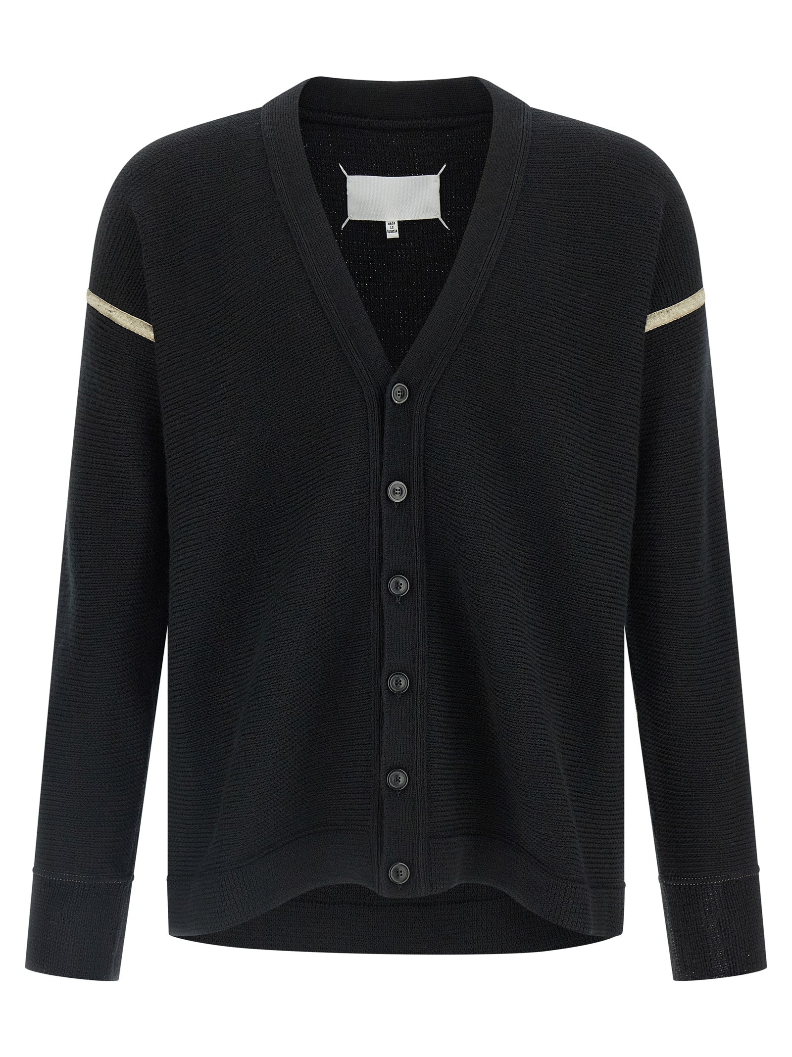Indulge in the Maison Margiela Black Virgin Wool Cardigan, a masterpiece of artisanal luxury, crafted from 100% virgin wool for timeless elegance and effortless sophistication.