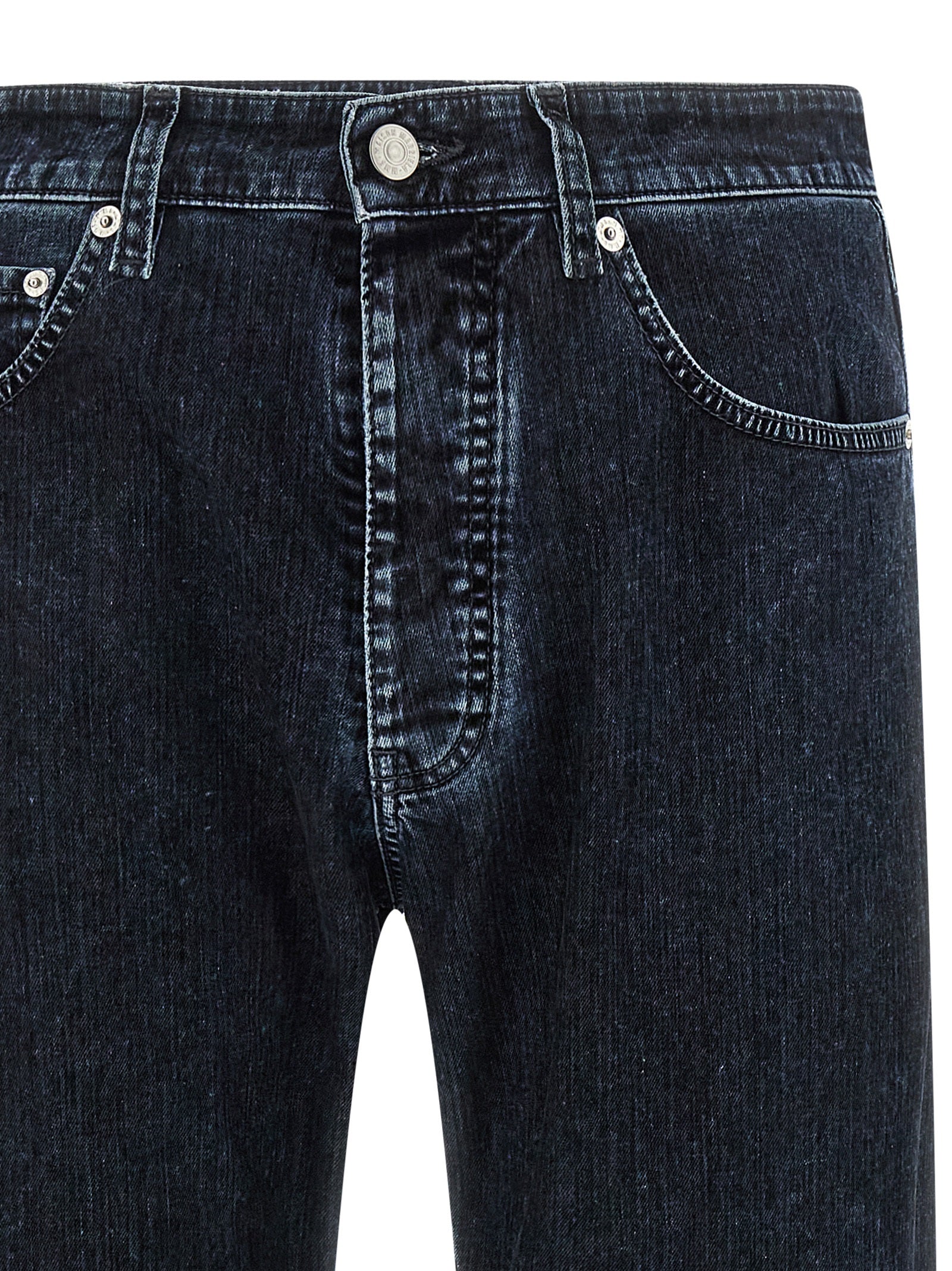 Indulge in the exquisite MM6 Maison Margiela Black Cotton Straight-Leg Jeans, where luxurious craftsmanship meets timeless elegance, perfect for the discerning individual.
