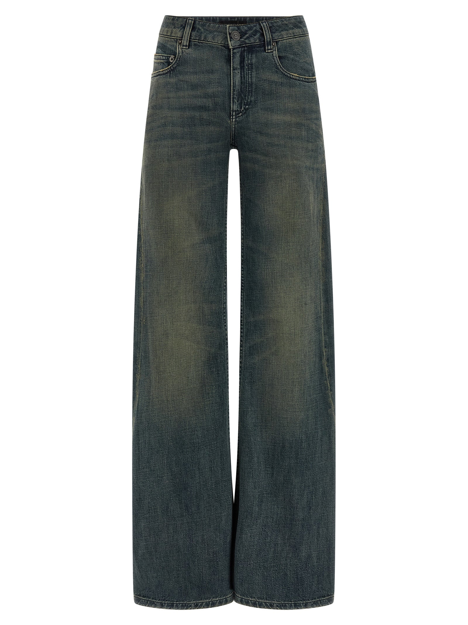Balenciaga Blue Cotton Flared Jeans | Designer Couture Elegance