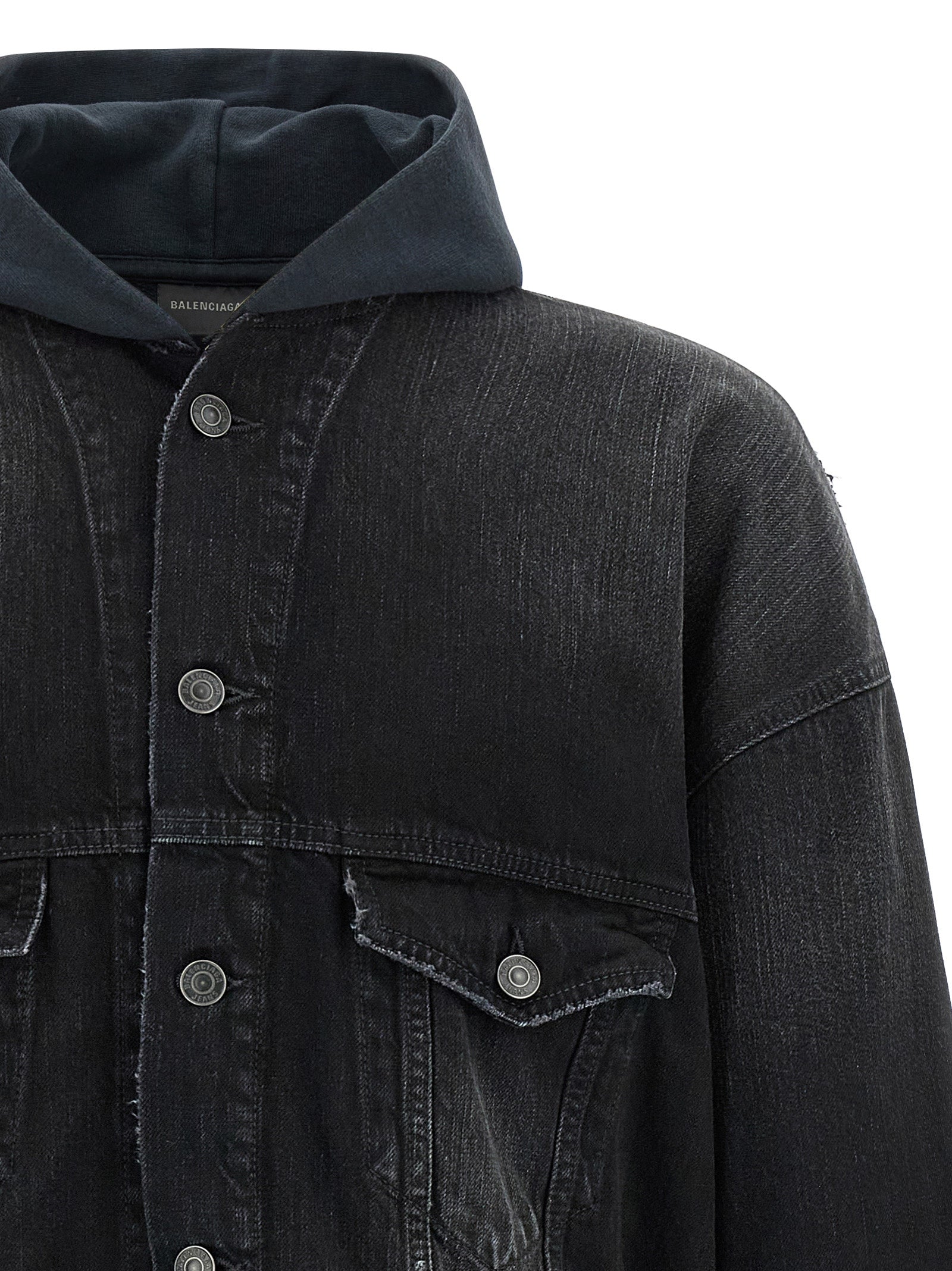 Balenciaga Black Cotton Denim Jacket - Designer Couture Elegance