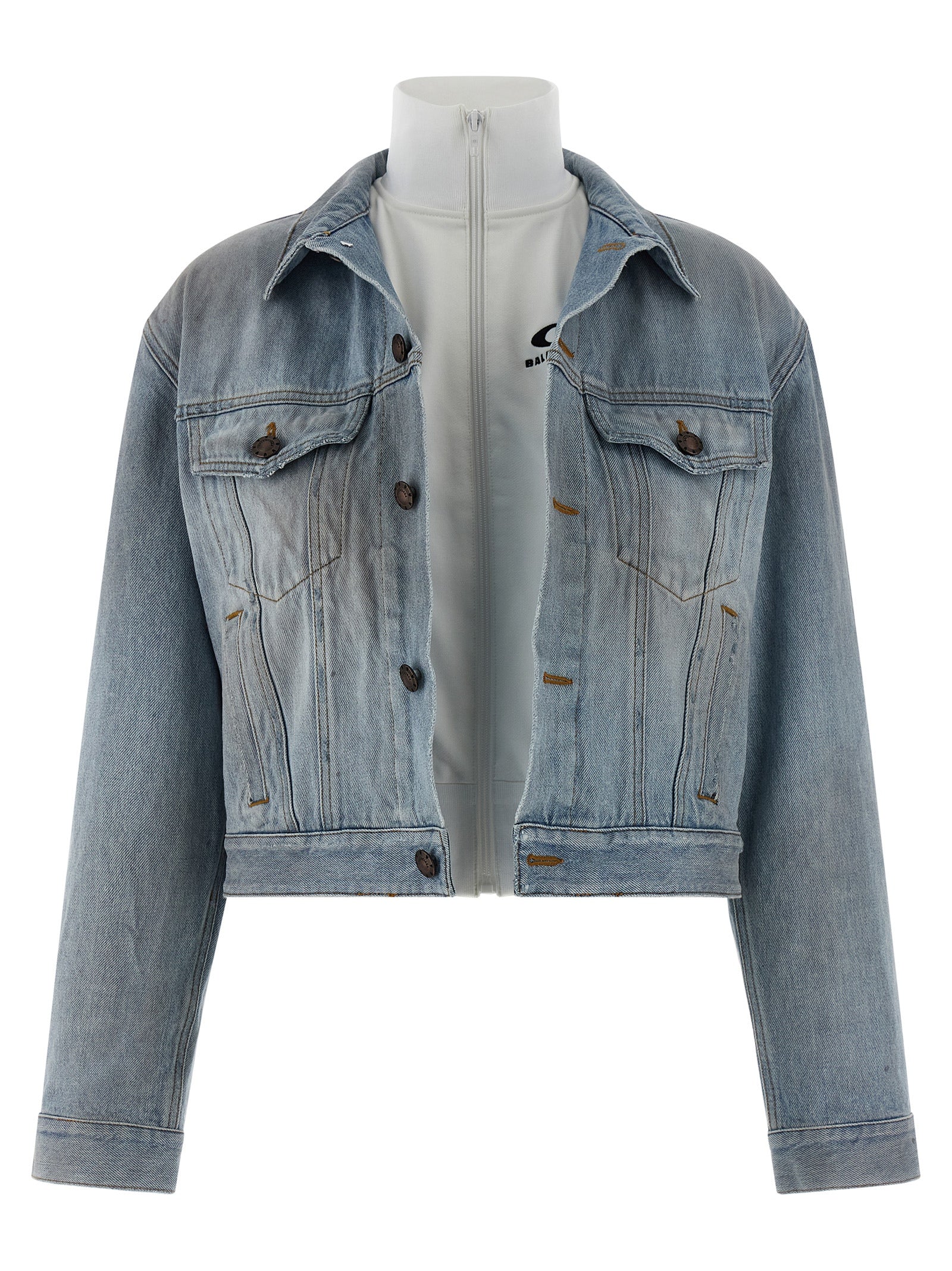 Balenciaga Blue Cotton Denim Jacket - Artisanal Luxury Fashion