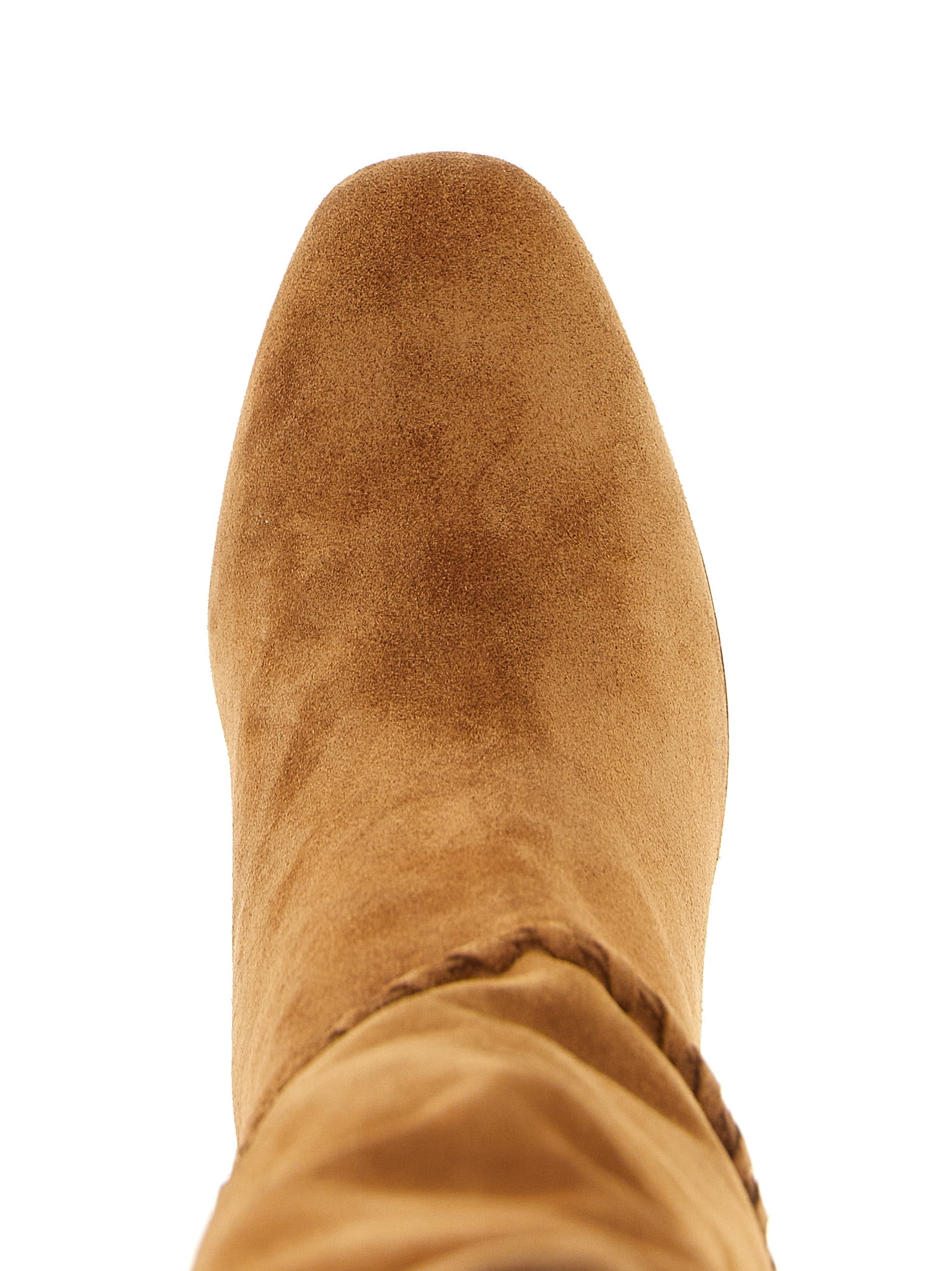 Step into elegance with Aquazzura's Beige Calfskin Over The Knee Boots, where Italian craftsmanship meets timeless sophistication for the discerning fashion connoisseur.