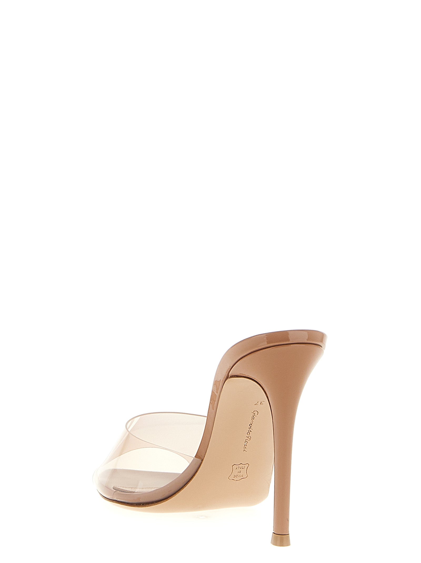 Elevate your elegance with Gianvito Rossi's Beige Plastic Stiletto Heel Sandals, where exquisite craftsmanship meets timeless allure for unforgettable moments.
