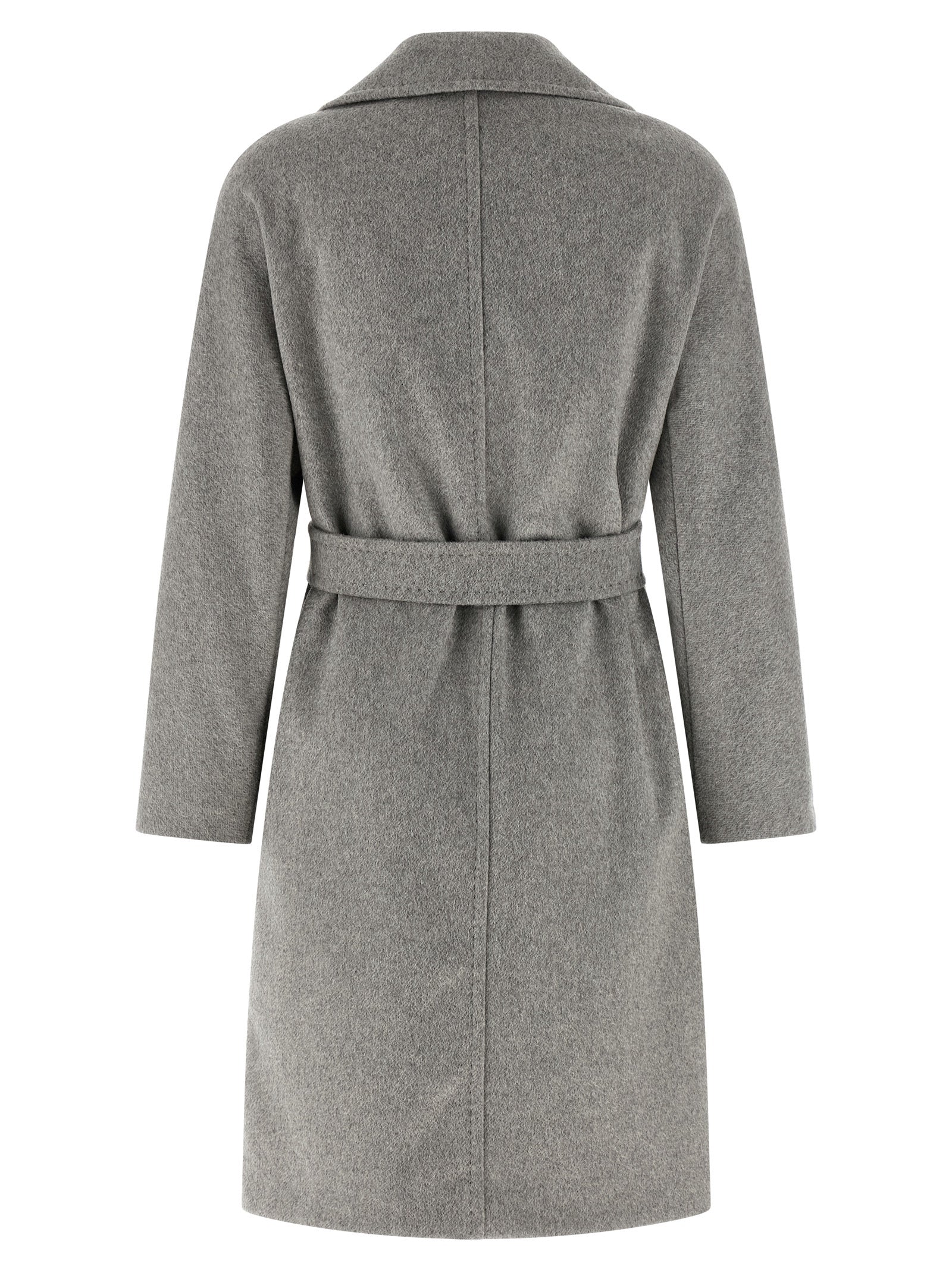 Elevate your style with the Max Mara Gray Cashmere Coat, a luxurious blend of cashmere, alpaca, and wool, embodying timeless elegance and sophisticated allure.