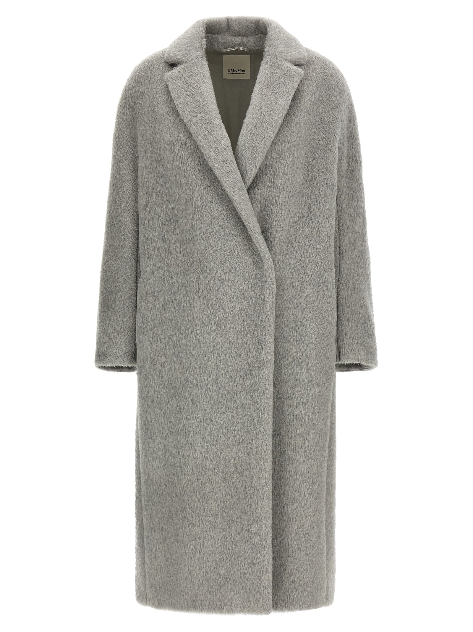 Max Mara Gray Alpaca Leather Coat - Timeless Luxury Elegance