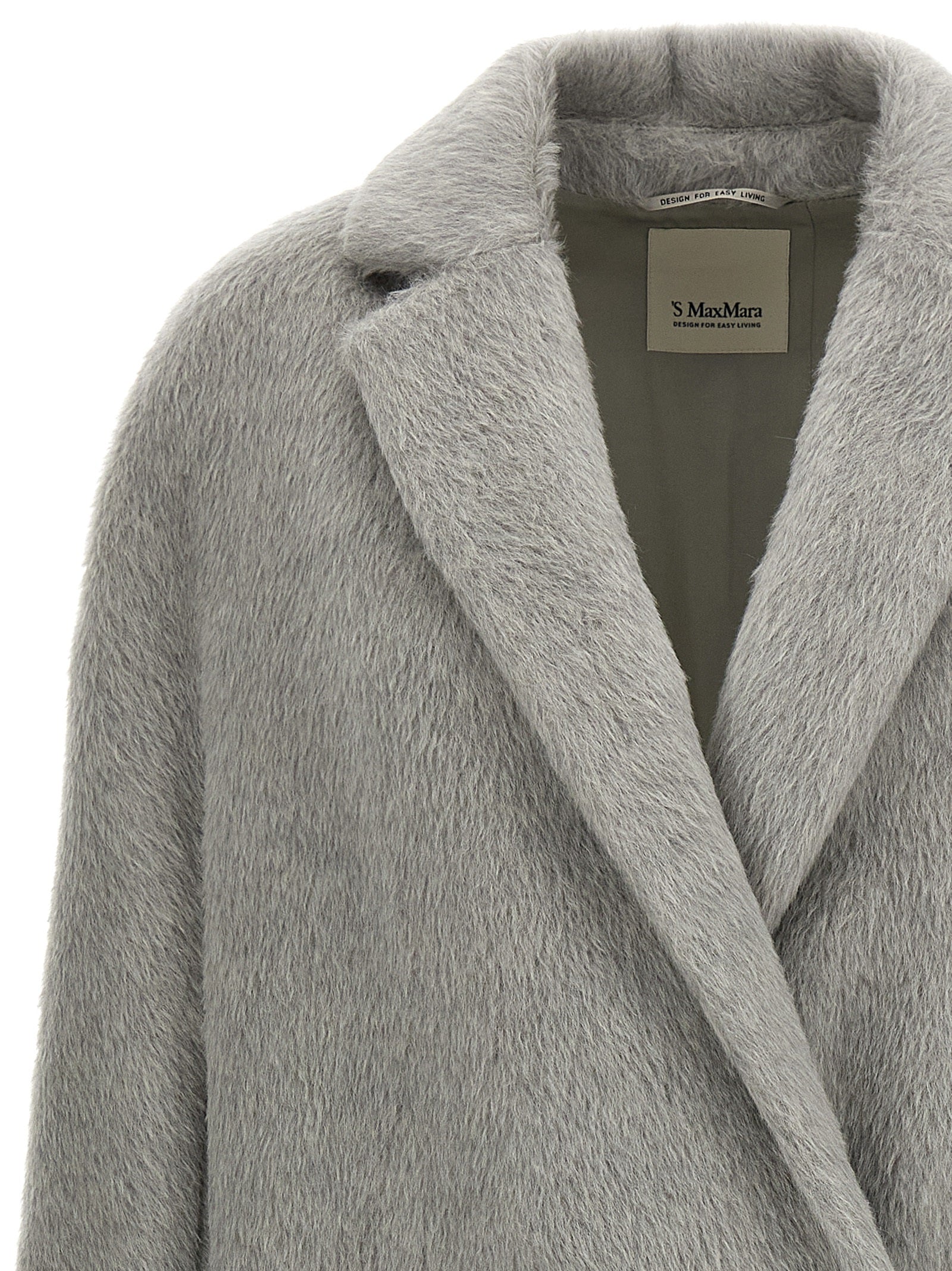 Max Mara Gray Alpaca Leather Coat - Exquisite Luxury Couture