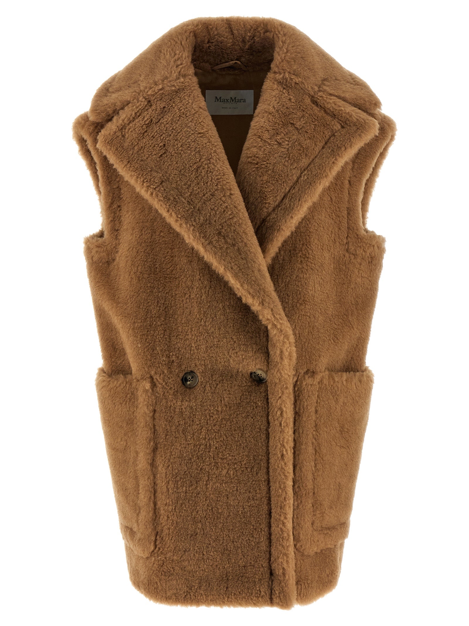 Max Mara Beige Wool Sleeveless Jacket - Artisanal Luxury Elegance