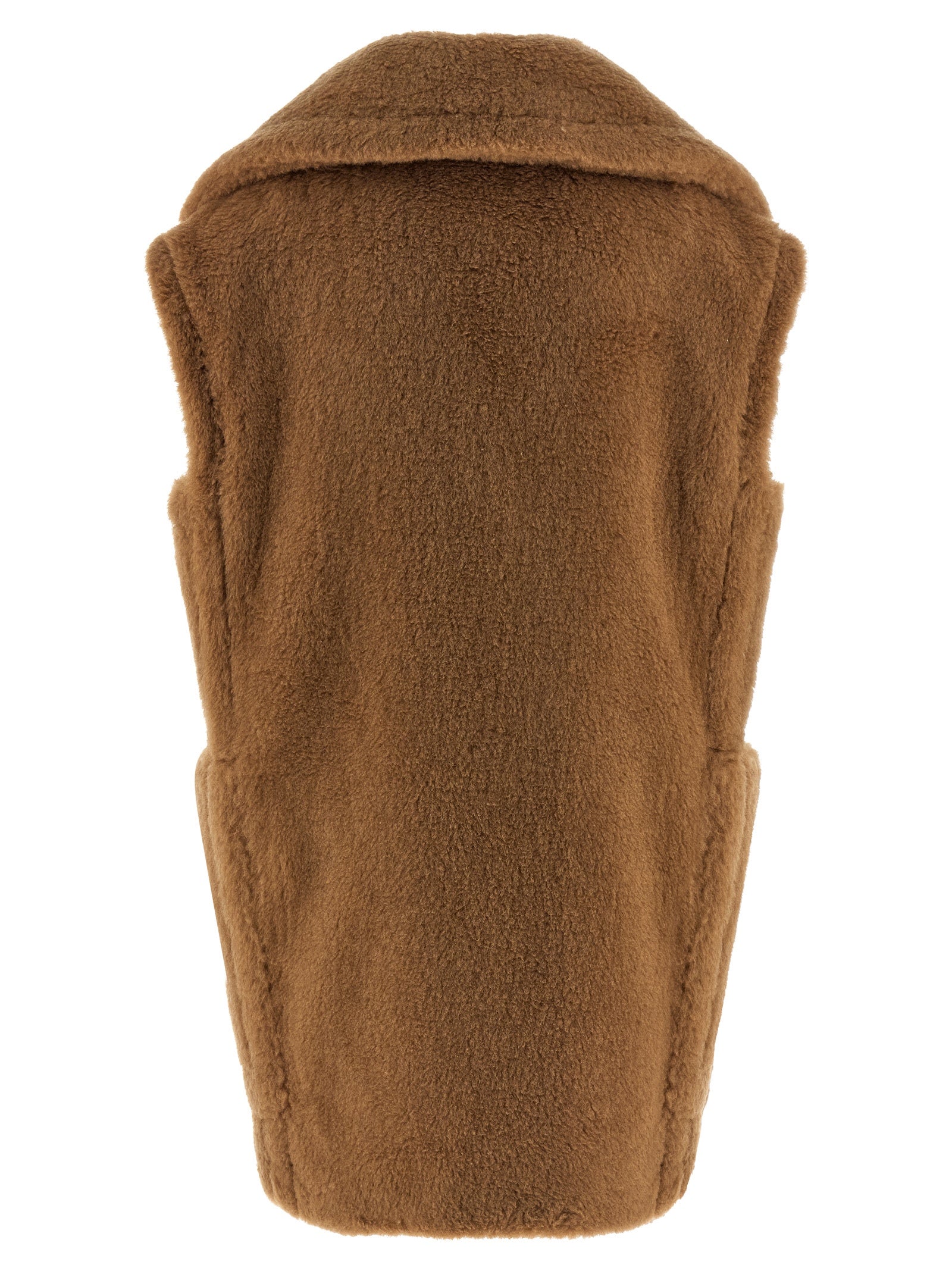 Max Mara Beige Wool Sleeveless Jacket - Artisanal Luxury Elegance