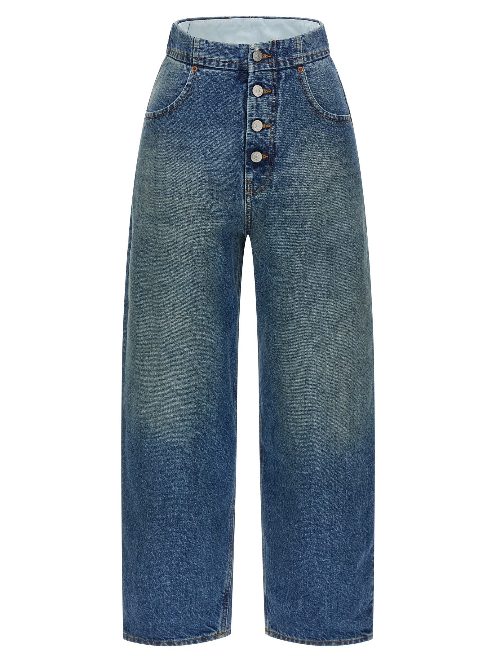 Elevate your wardrobe with MM6 Maison Margiela's Blue Cotton Straight-Leg Jeans, where premium craftsmanship meets timeless elegance for the discerning fashion connoisseur.