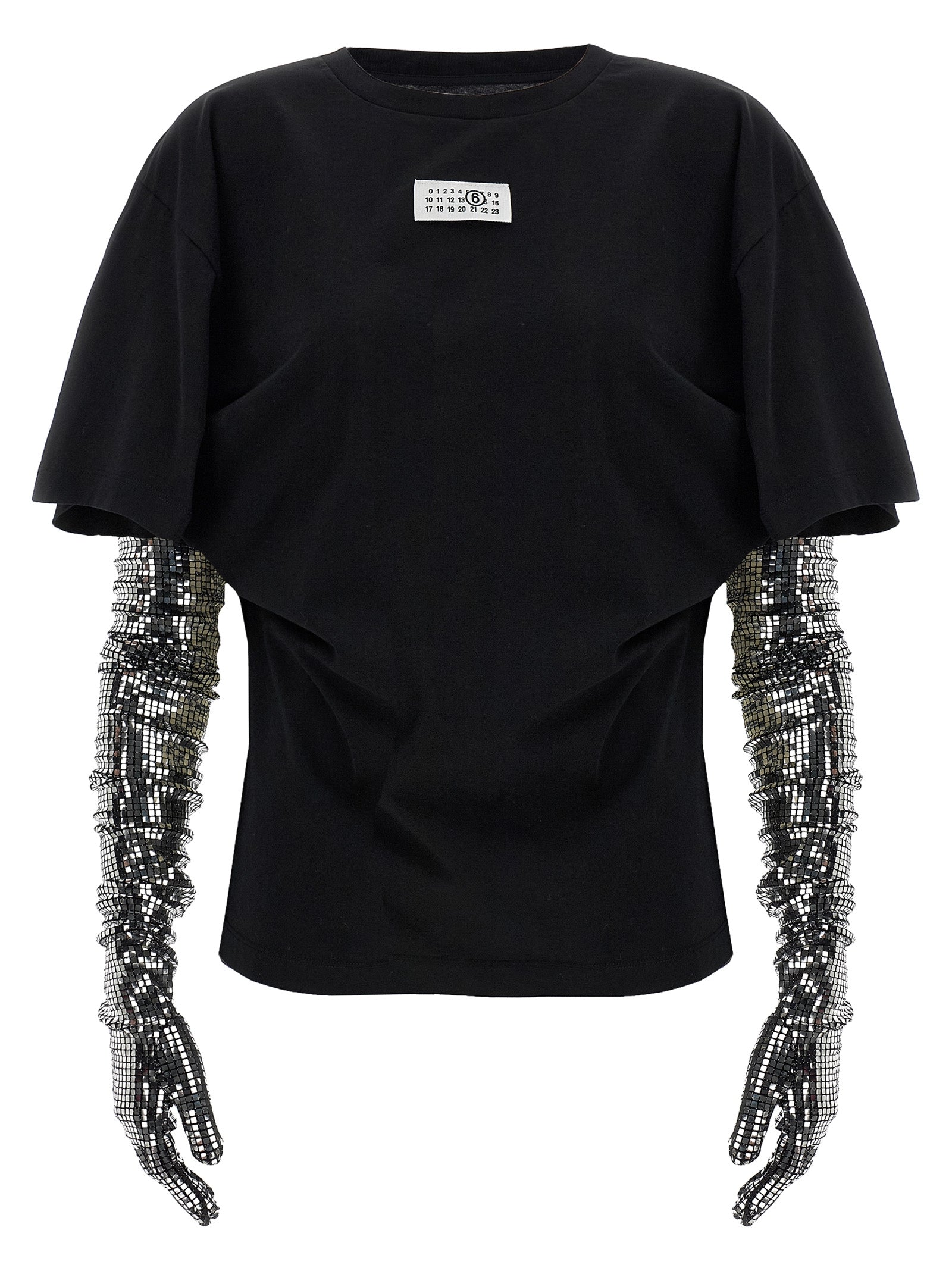 Elevate your style with the MM6 Maison Margiela Black Cotton T-Shirt, a masterpiece of artisanal luxury that embodies exquisite craftsmanship and transformative design.