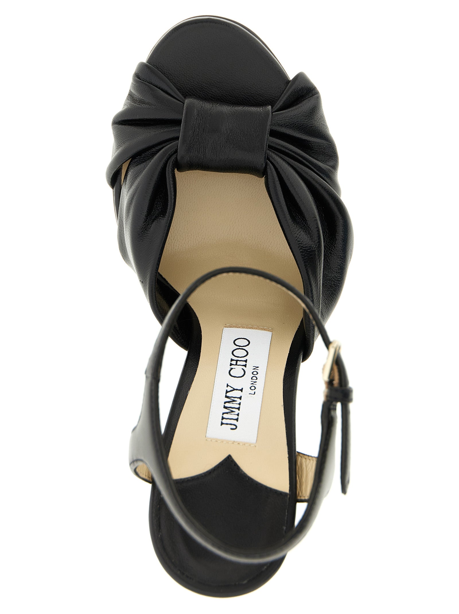 Step into the realm of sophistication with Jimmy Choo's Heloise sandals, where artisanal luxury meets exquisite craftsmanship in a captivating blend of leather and satin.