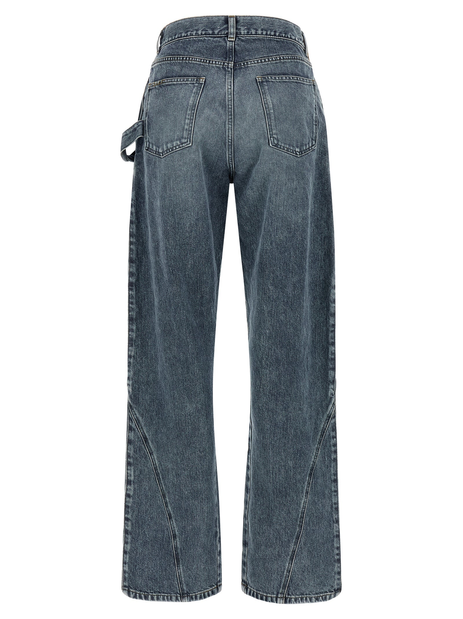 Indulge in the exquisite artistry of J.W.Anderson Blue Cotton Jeans, crafted from premium stonewashed cotton, embodying a unique twisted silhouette for the discerning individual.