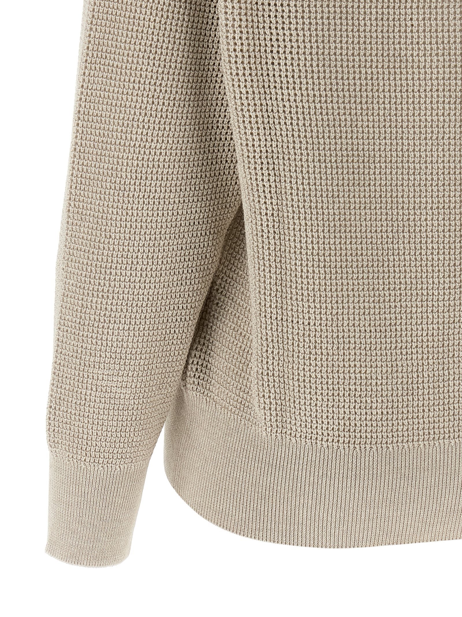 Brunello Cucinelli Beige Cotton Cardigan | Designer Openwork Luxury
