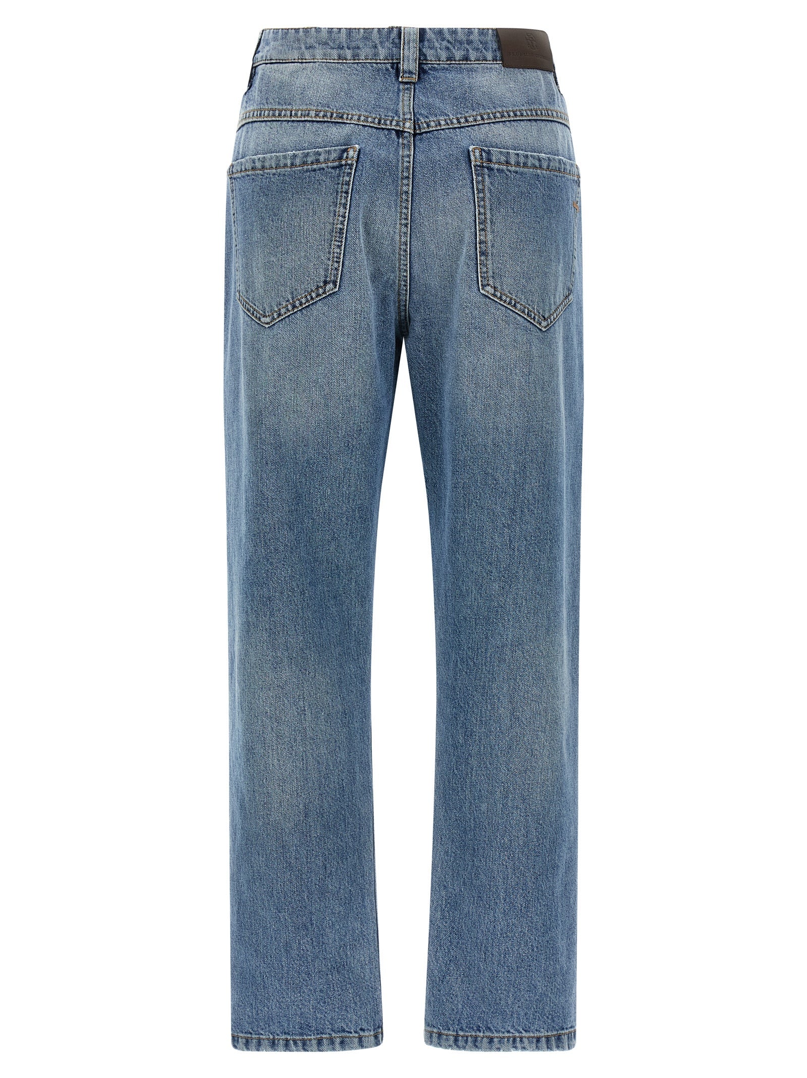 Brunello Cucinelli Blue Cotton Straight-Leg Jeans, Designer Elegance