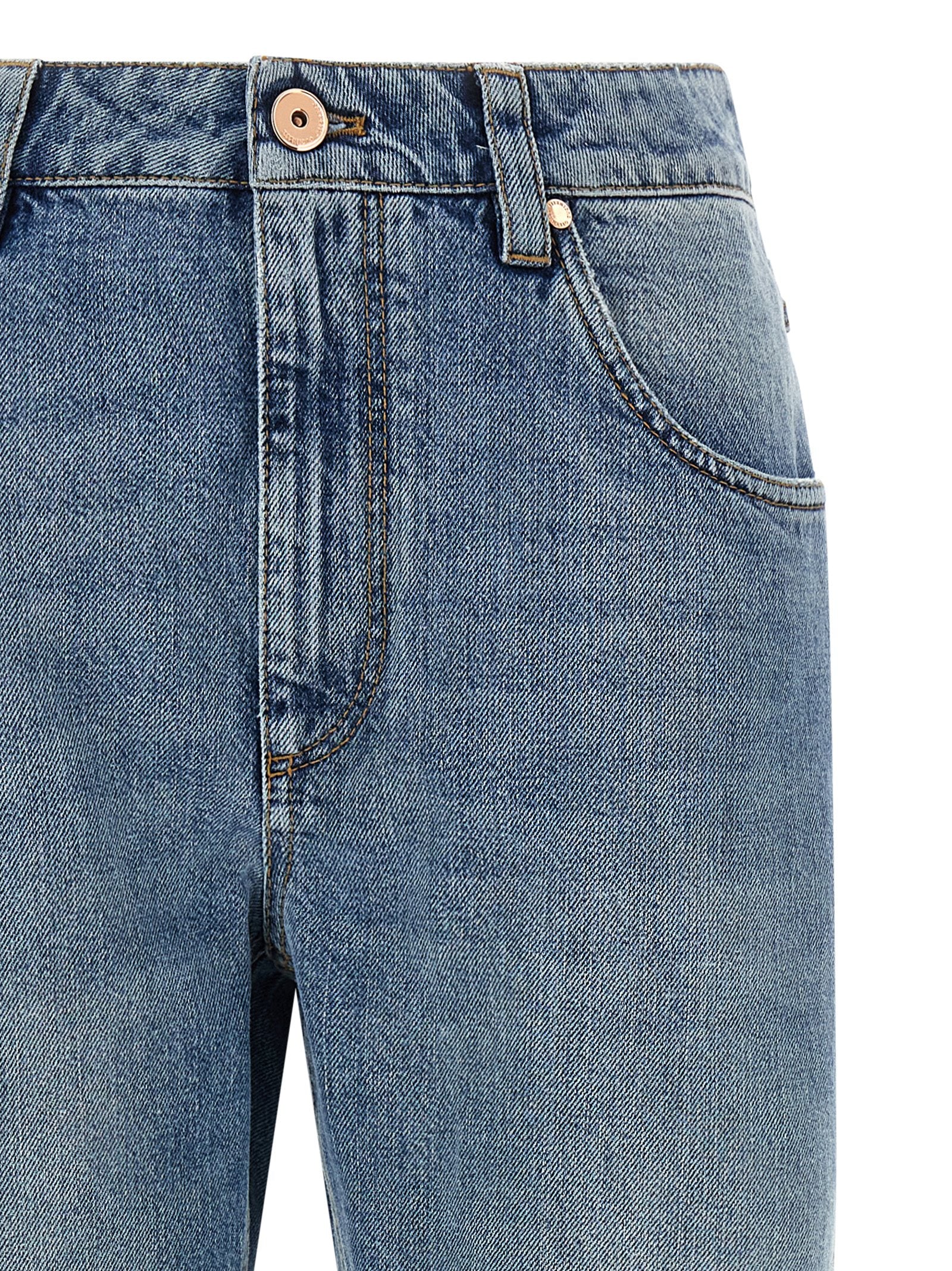 Brunello Cucinelli Blue Cotton Straight-Leg Jeans, Designer Elegance