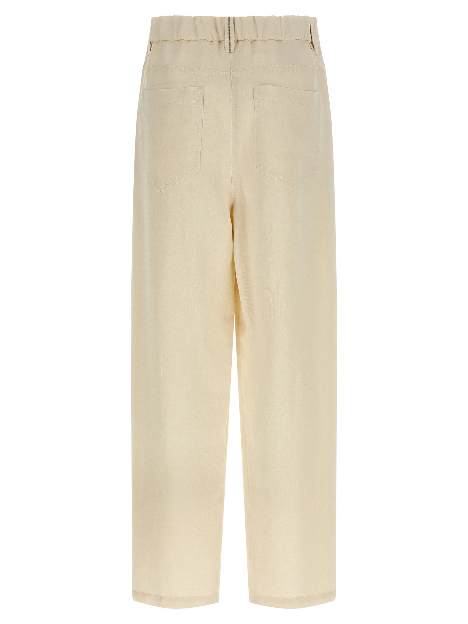 Brunello Cucinelli White Viscose Casual Pants, Artisanal Luxury