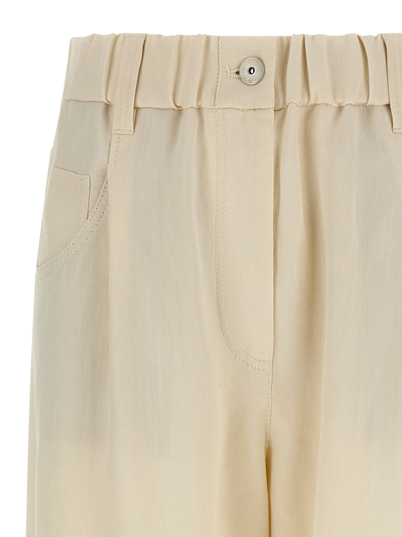 Brunello Cucinelli White Viscose Casual Pants, Artisanal Luxury